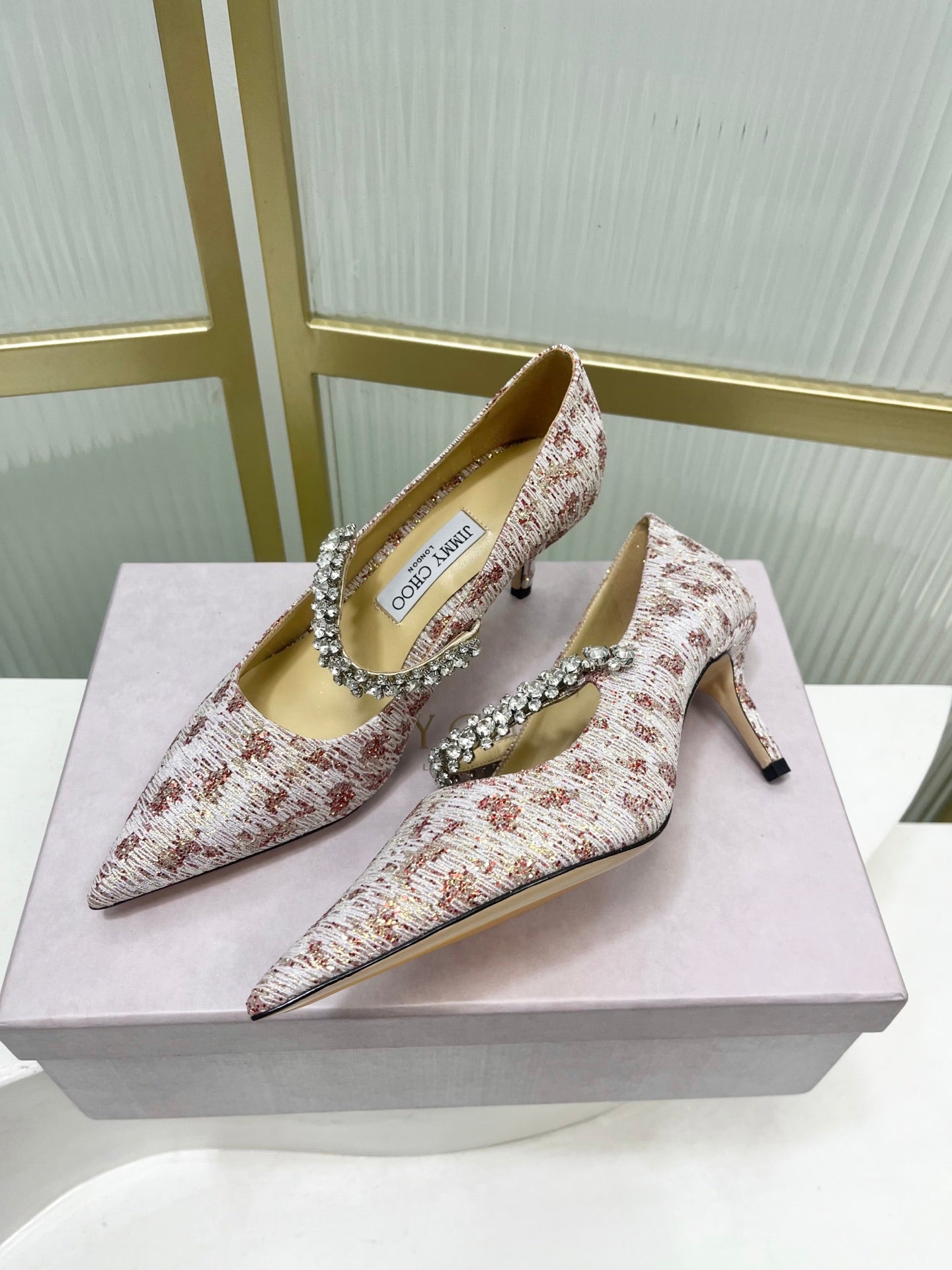 Jimmy 26s Heel Pump 65 White Red Sequins Sheepskin Diamond 605946