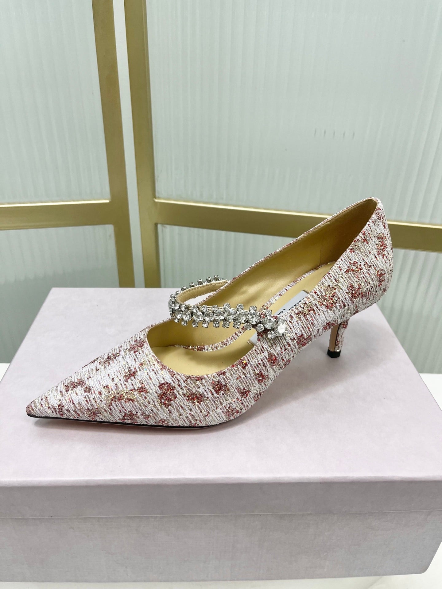 Jimmy 26s Heel Pump 65 White Red Sequins Sheepskin Diamond 605946