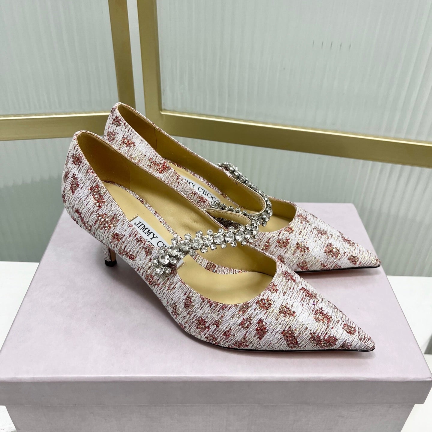 Jimmy 26s Heel Pump 65 White Red Sequins Sheepskin Diamond 605946