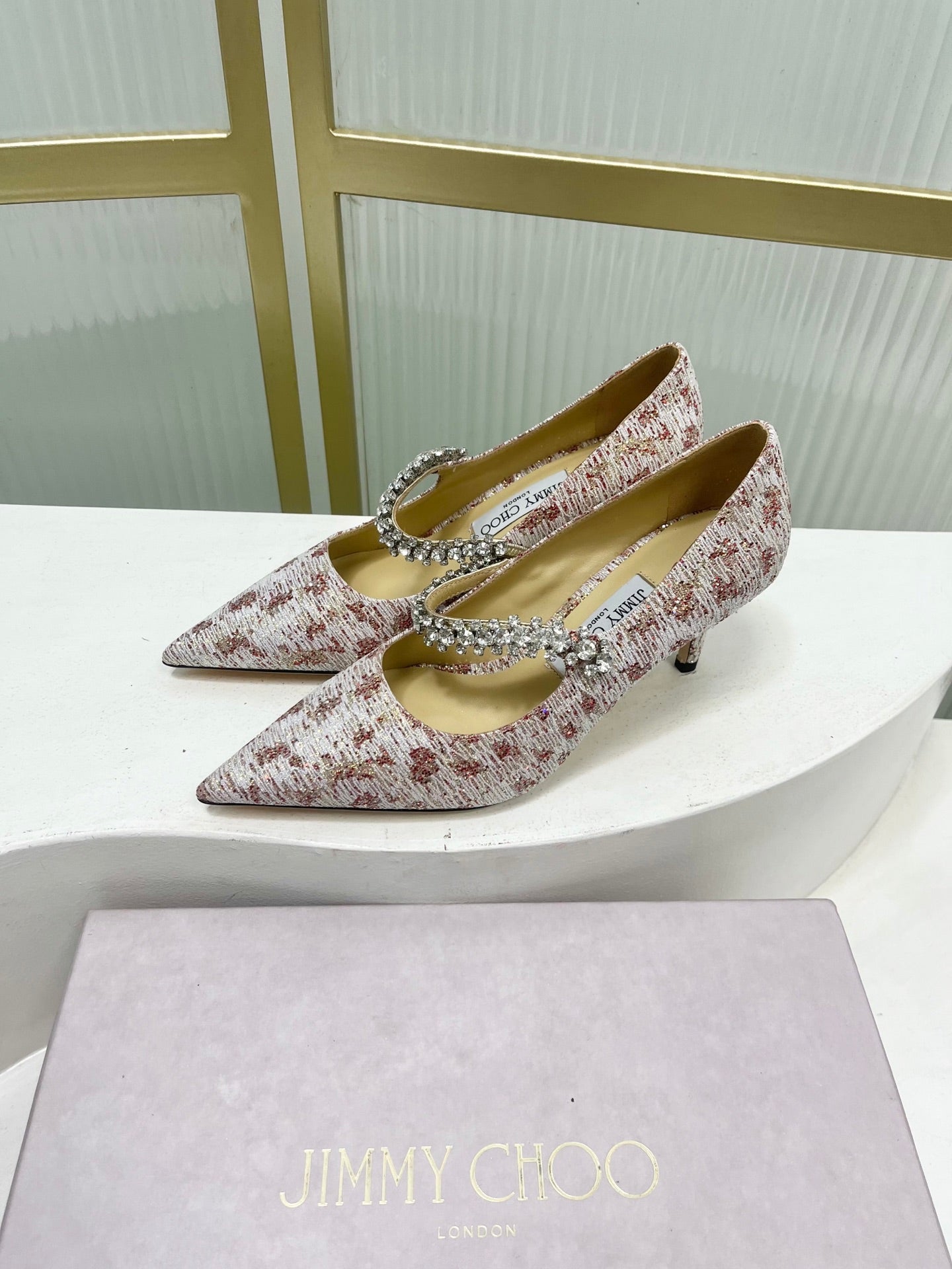 Jimmy 26s Heel Pump 65 White Red Sequins Sheepskin Diamond 605946