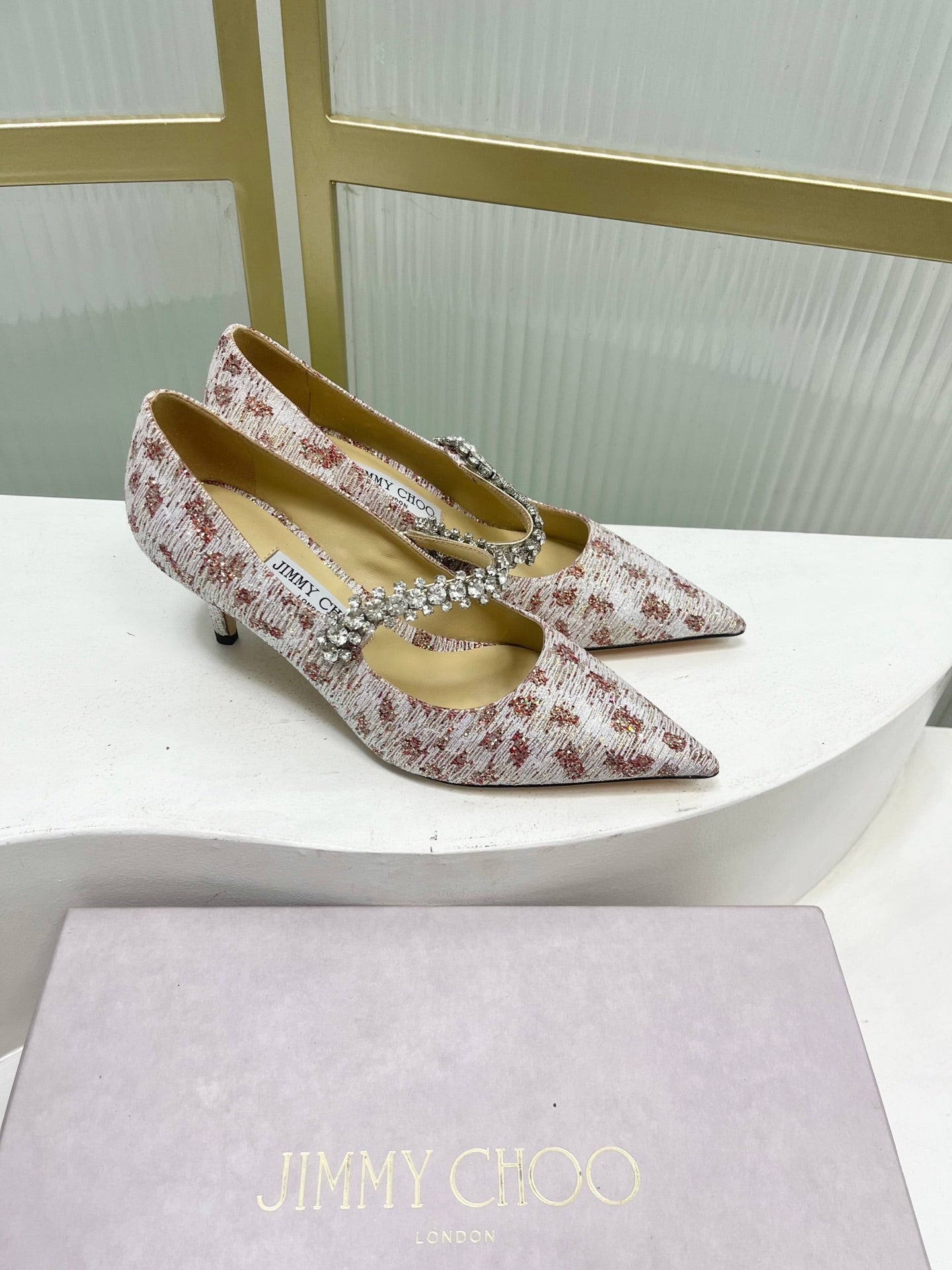 Jimmy 26s Heel Pump 65 White Red Sequins Sheepskin Diamond 605946