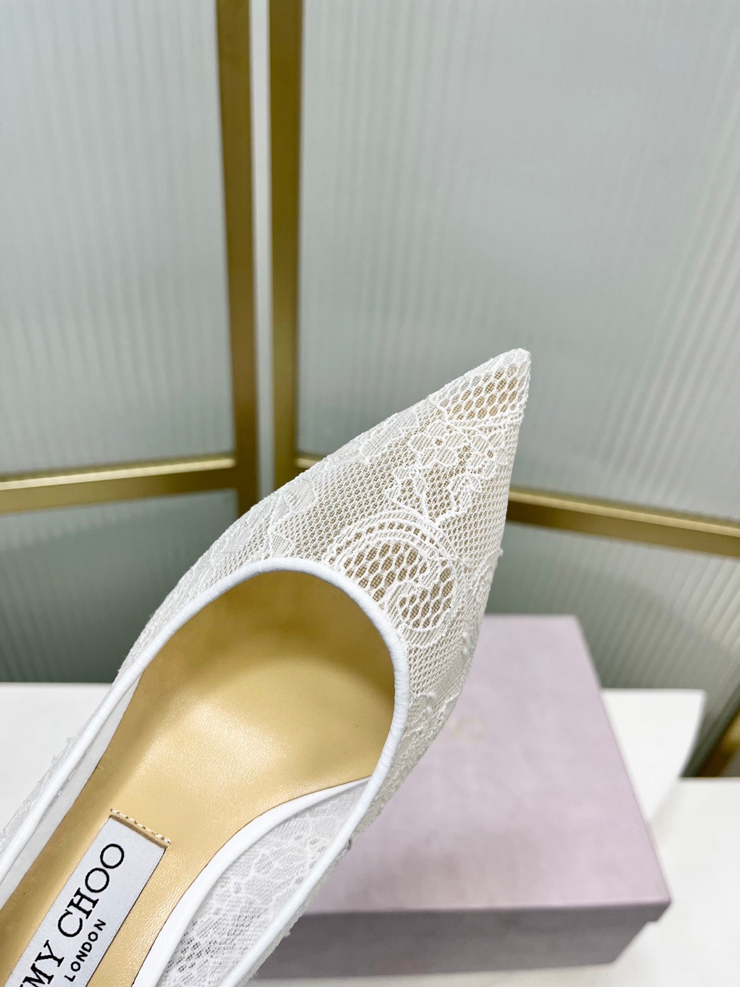 Jimmy 26s Heel Pump 65 White Beige Lace Sheepskin 605949