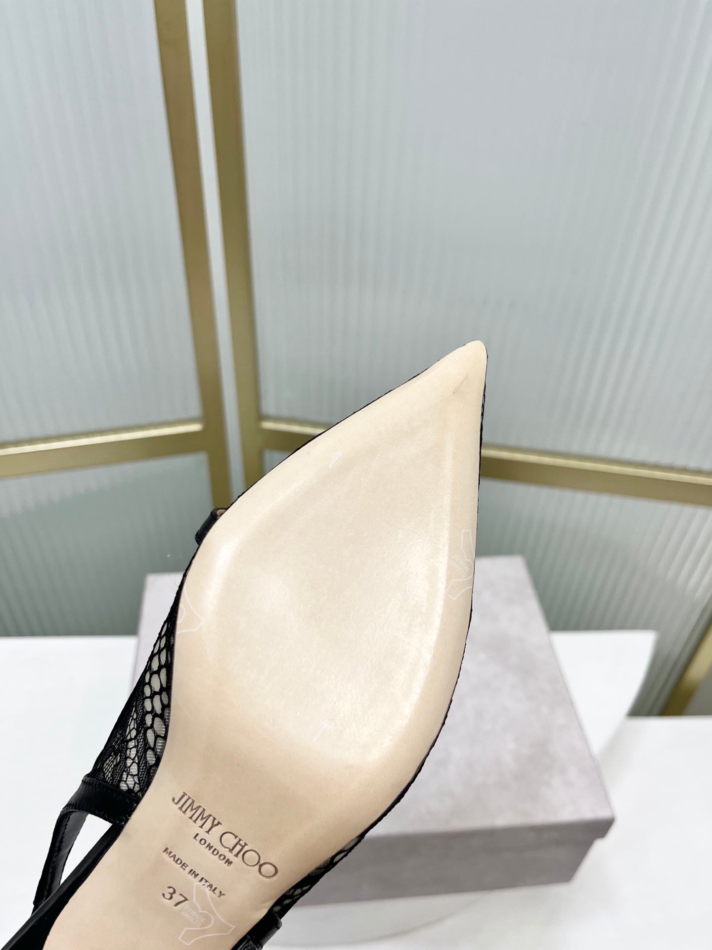 Jimmy 26s Slingback 45 Black Lace Sheepskin 605959