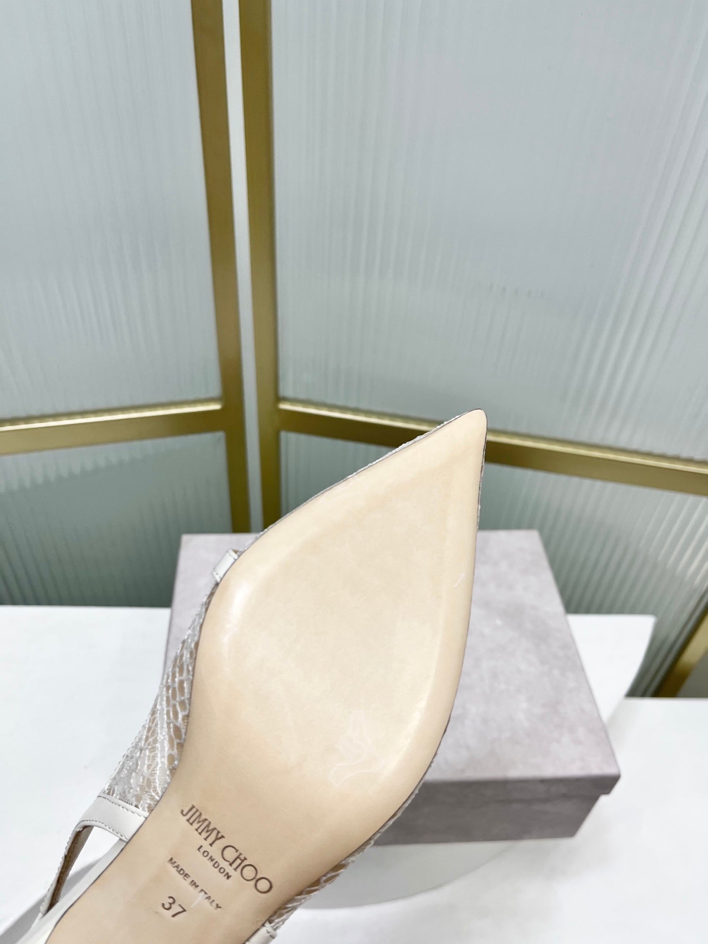 Jimmy 26s Slingback 45 White Beige Lace Sheepskin 605963