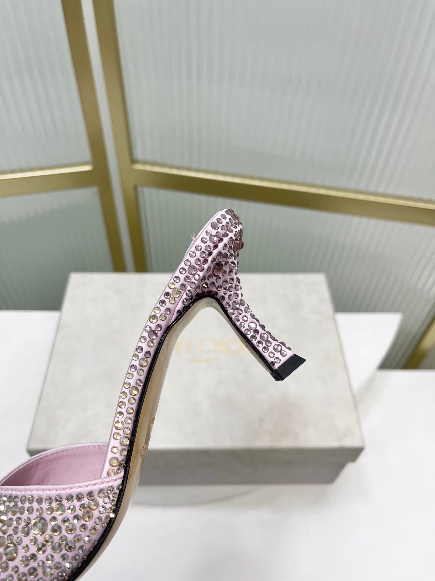 Jimmy 26s High-Heeled Slippers 65 Pastel Pink Diamond Sheepskin  605977