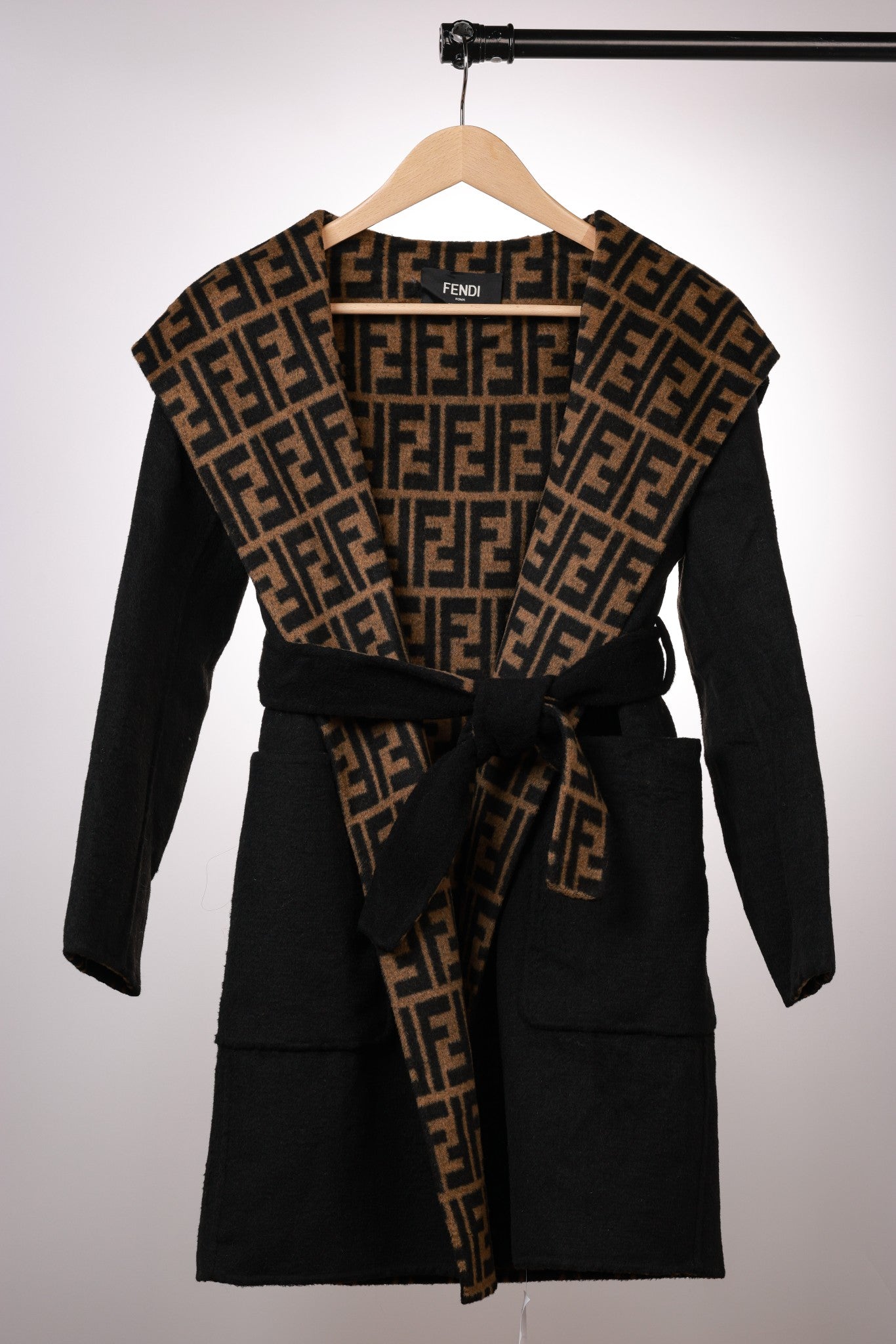 Fendi 25 Jacket Black Mix Brown Jacquard 0006