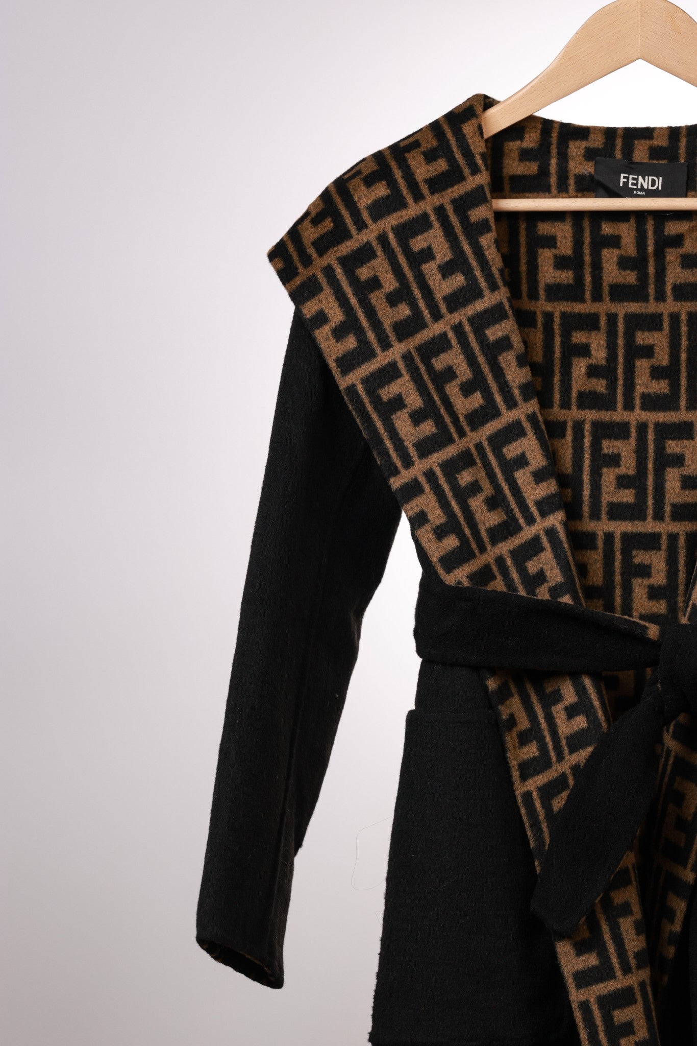Fendi 25 Jacket Black Mix Brown Jacquard 0006