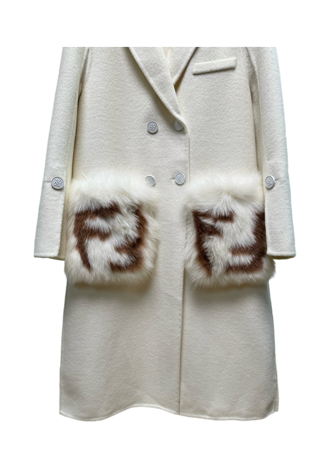 Fendi 25 Long Coat White Draper 0010