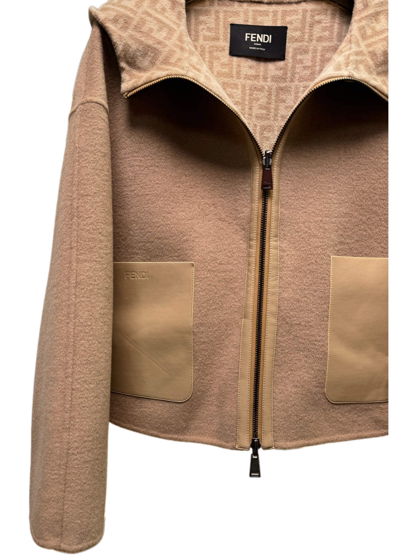 Fendi 25 Short Jacket Light Brown Draper 0009