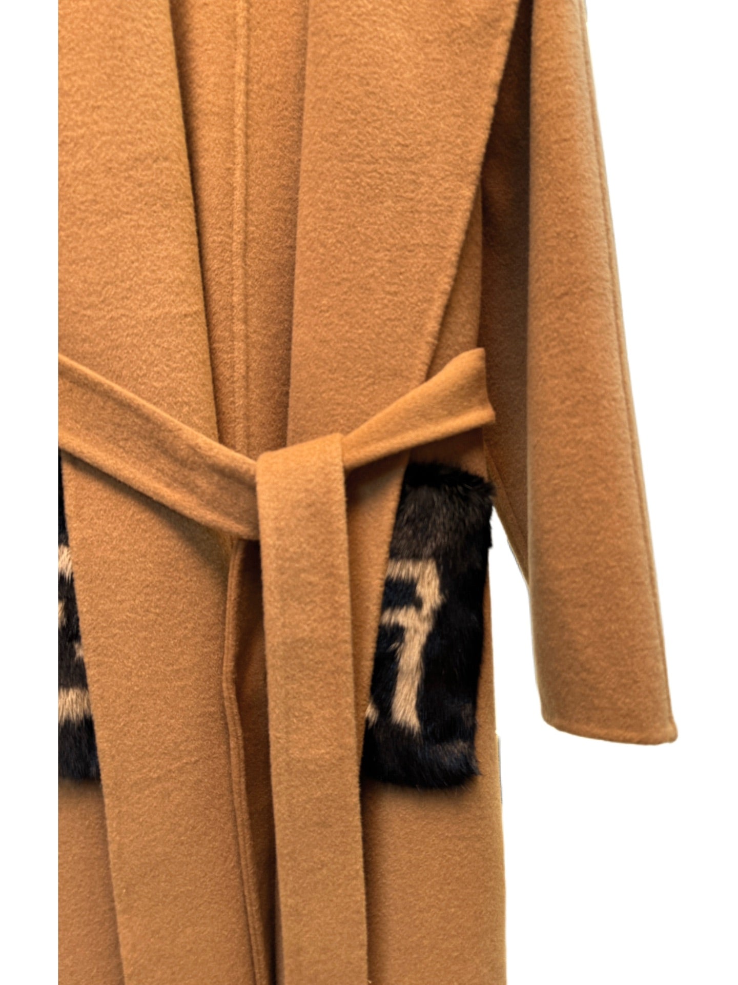 Fendi 25 Long Coat Light Brown Draper 0012
