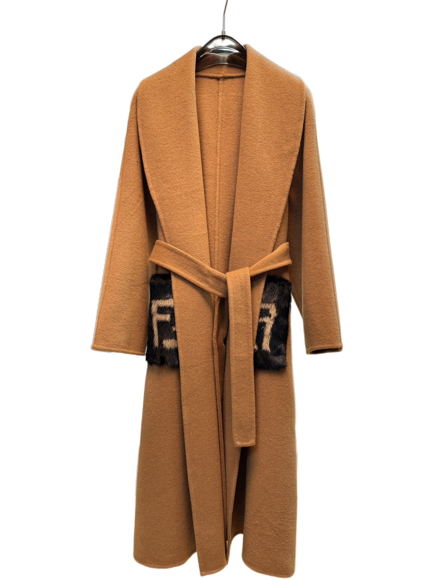 Fendi 25 Long Coat Light Brown Draper 0012