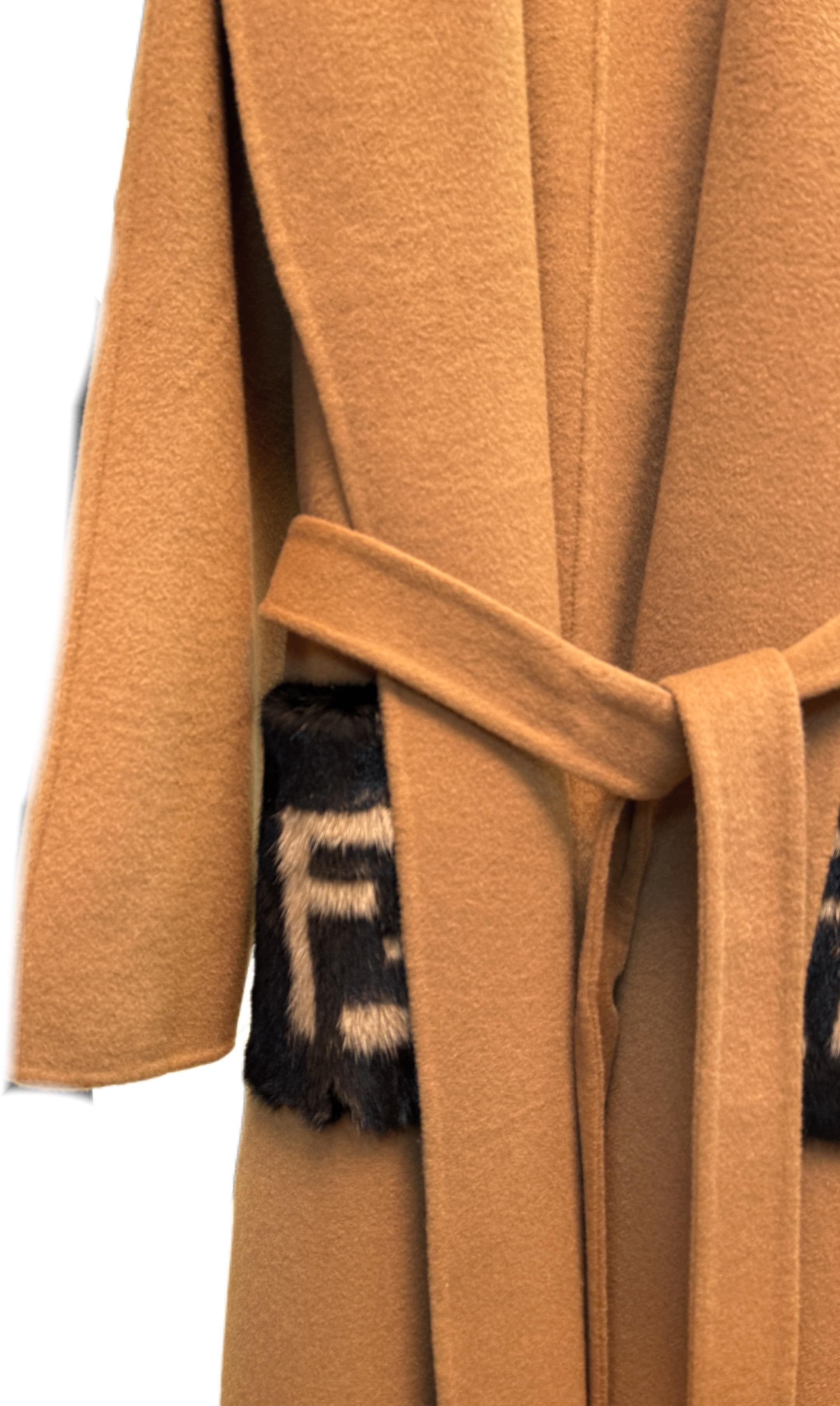 Fendi 25 Long Coat Light Brown Draper 0012
