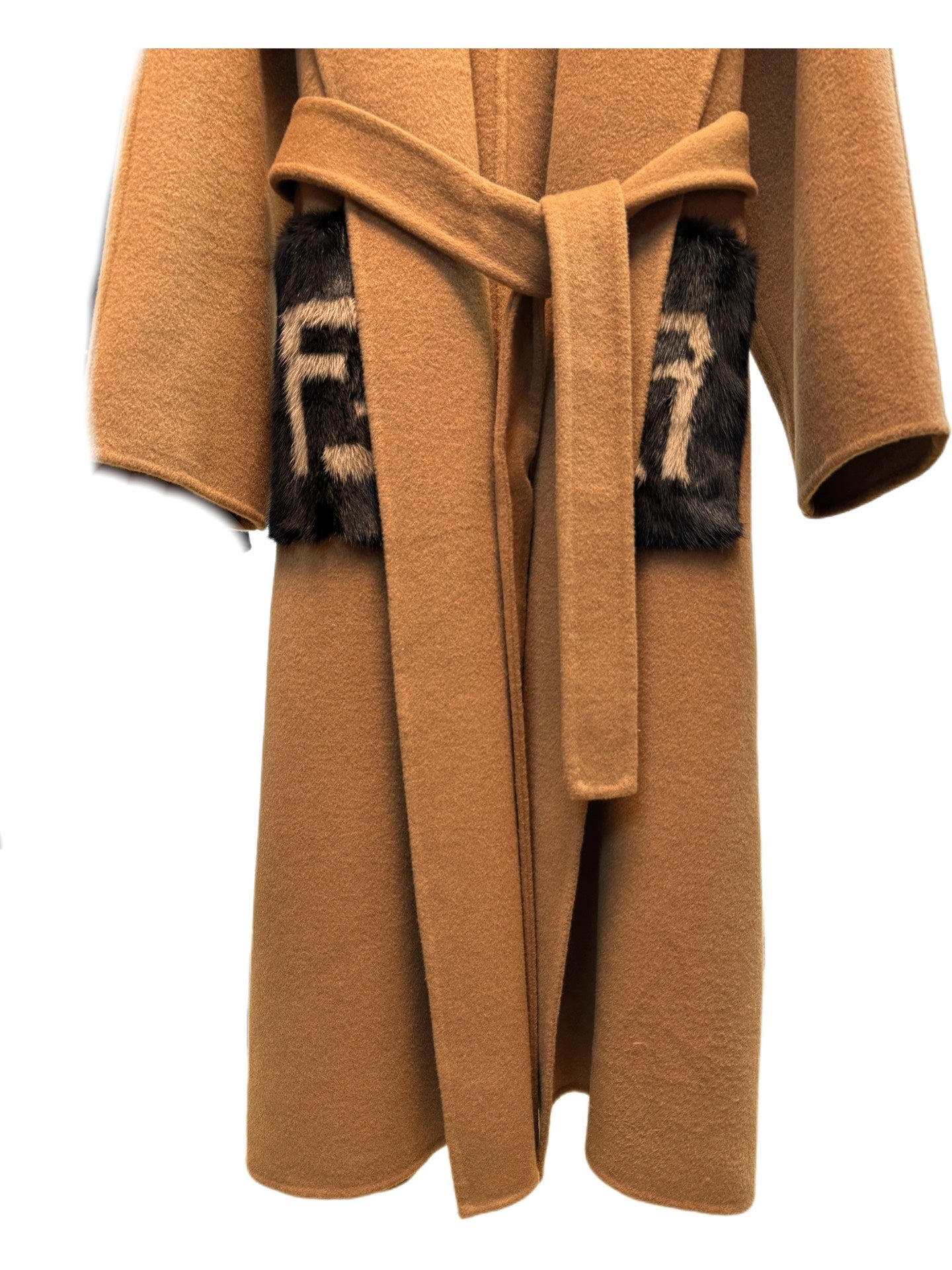 Fendi 25 Long Coat Light Brown Draper 0012