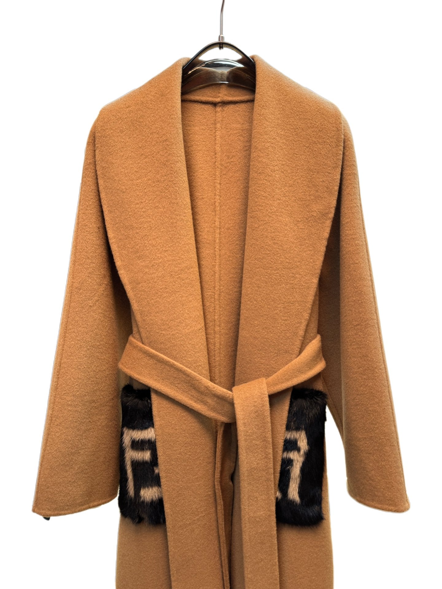 Fendi 25 Long Coat Light Brown Draper 0012