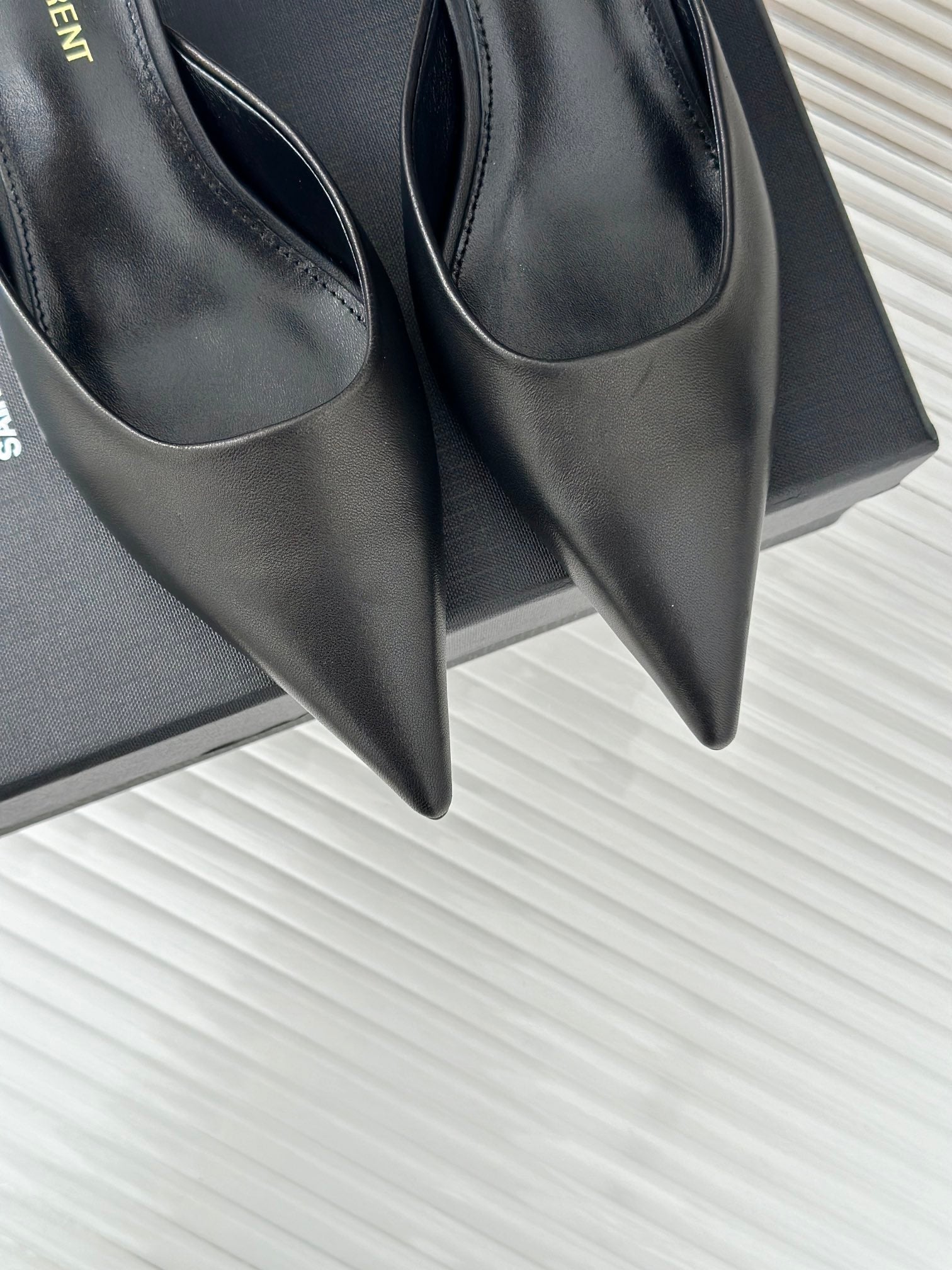 SL BARBARA MULES 55 BLACK CALFSKIN