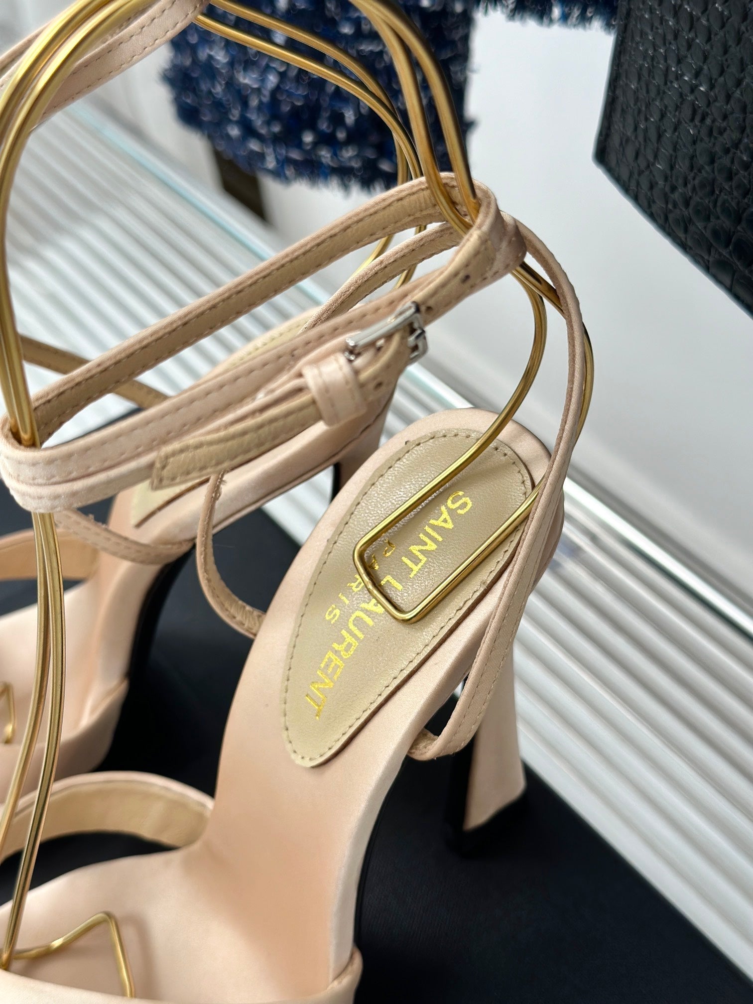 SL CORINNE SANDALS BEIGE SATIN CREPE