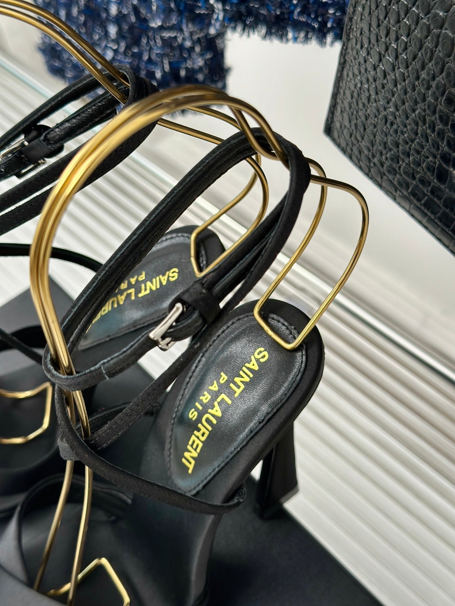 SL CORINNE SANDALS BLACK SATIN CREPE