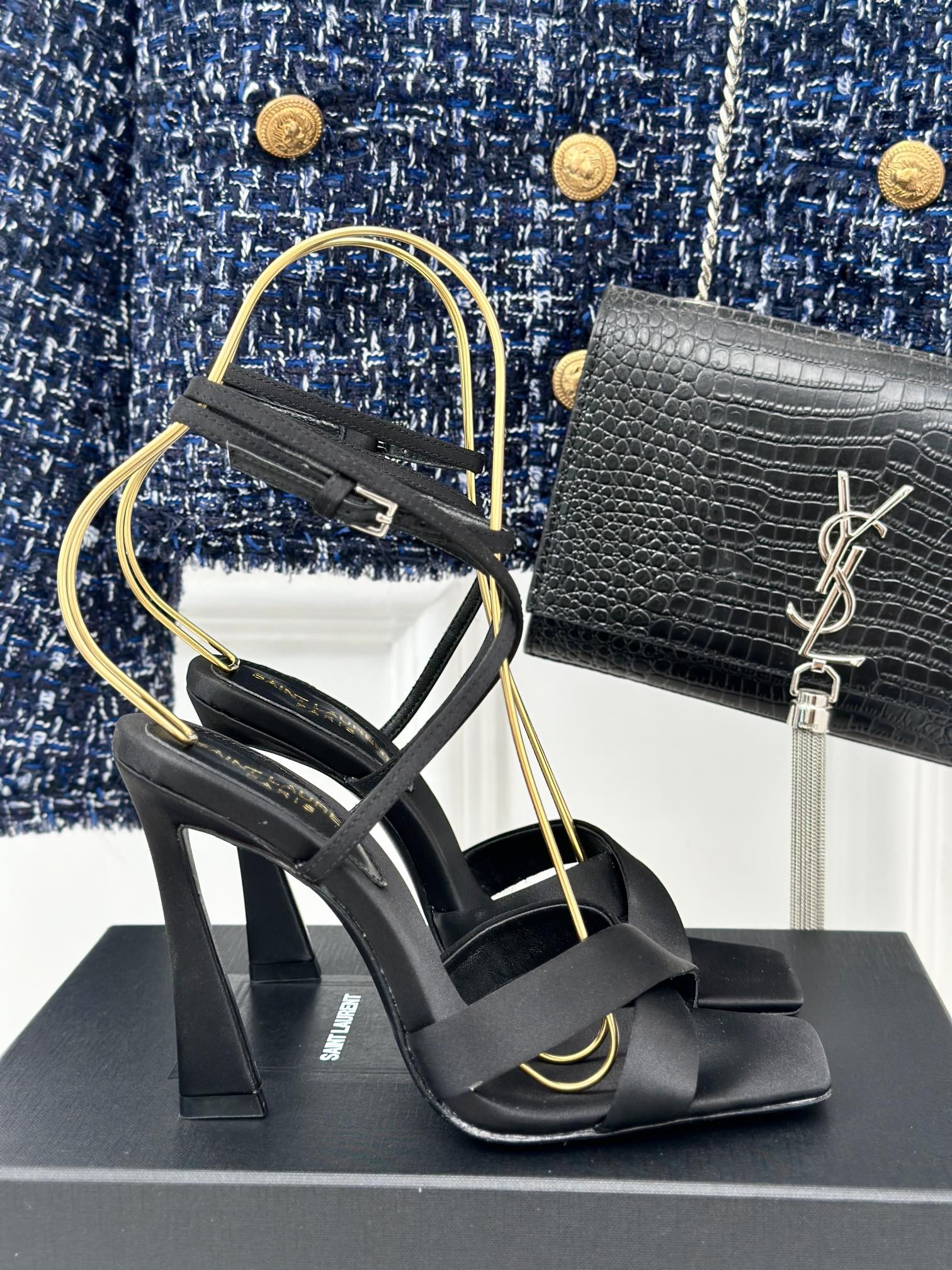 SL CORINNE SANDALS BLACK SATIN CREPE