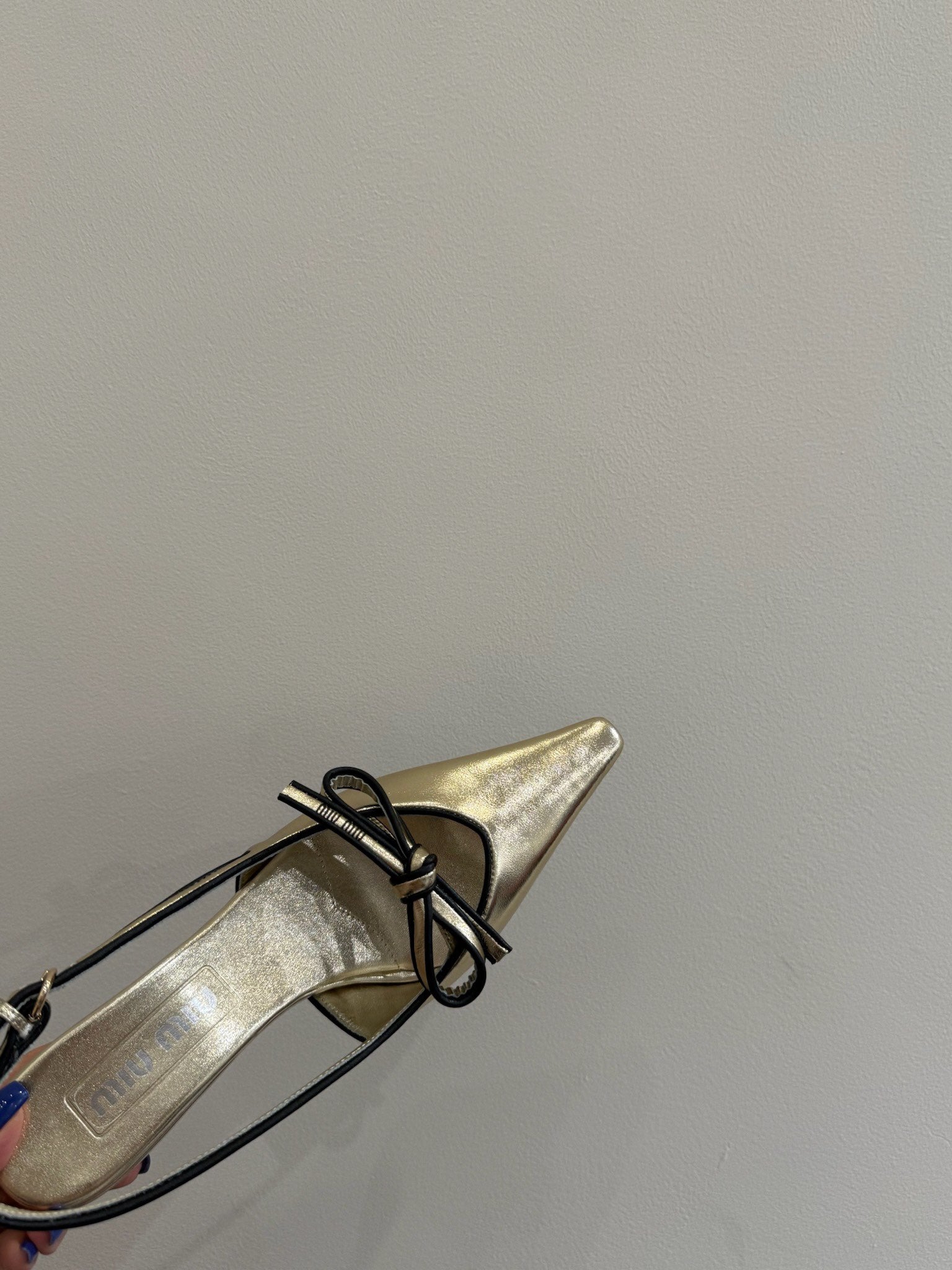 Miu slingback pump metallic gold leather