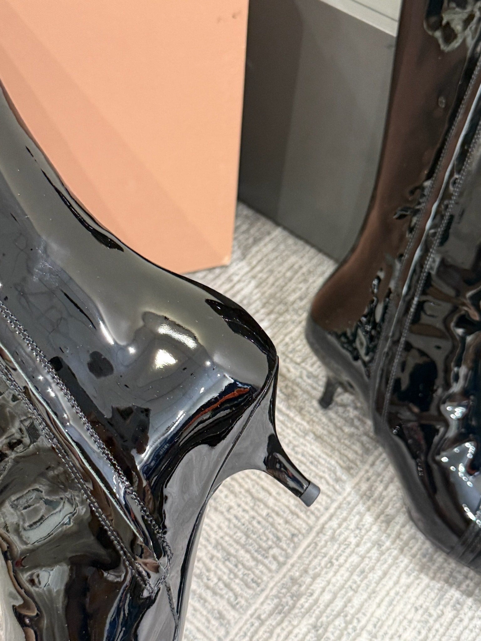 Miu 40 knee high boots black patent leather