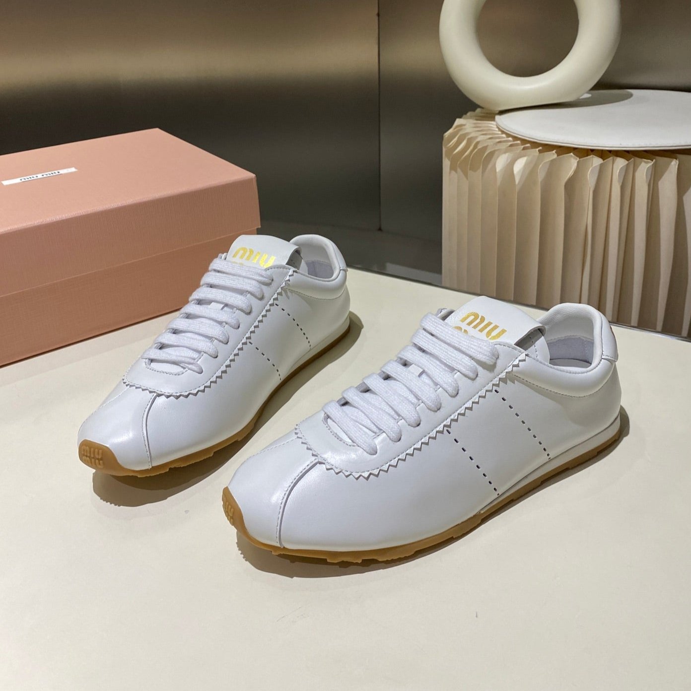 Miu Sneakers White Lambskin