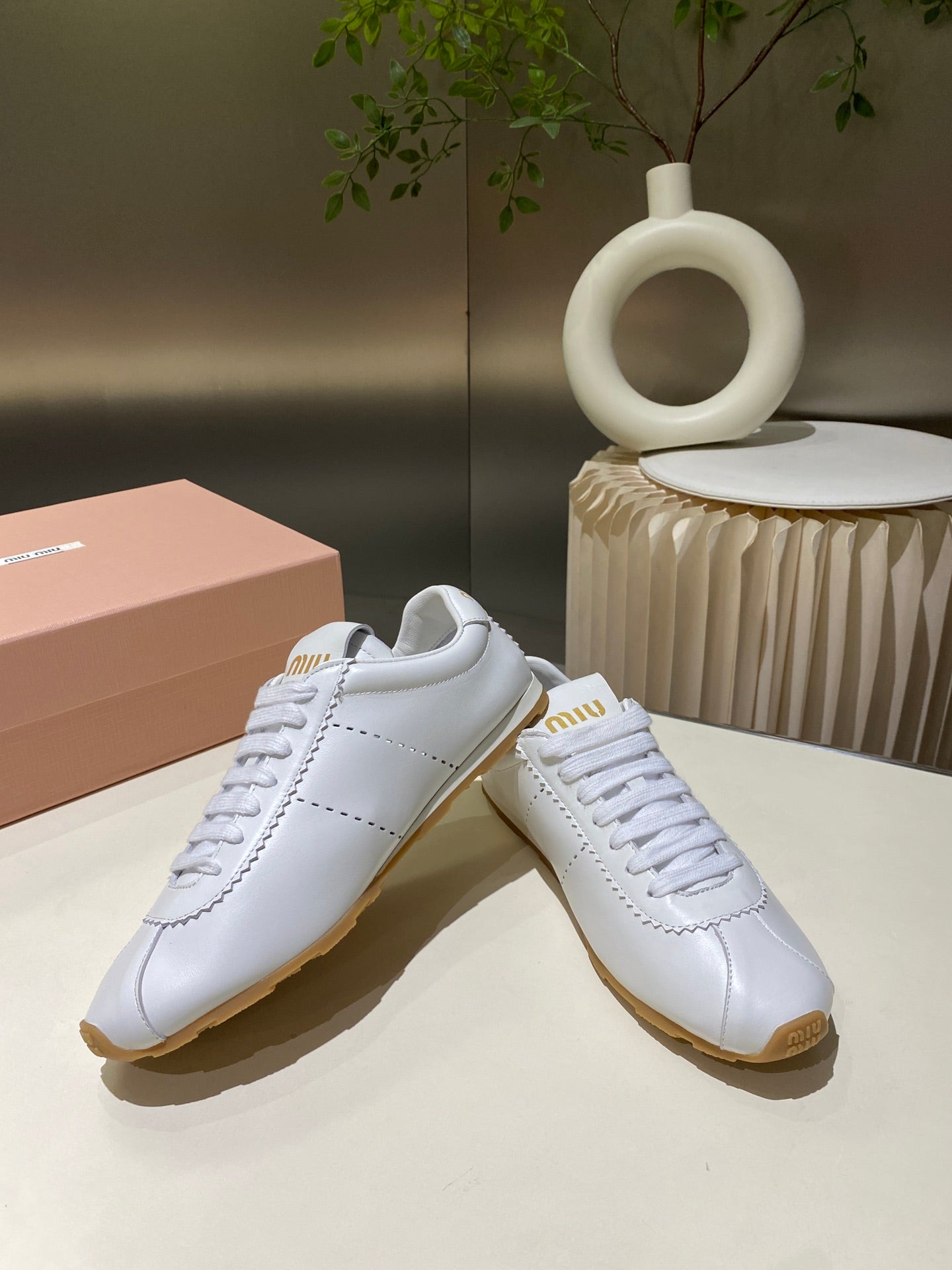Miu Sneakers White Lambskin