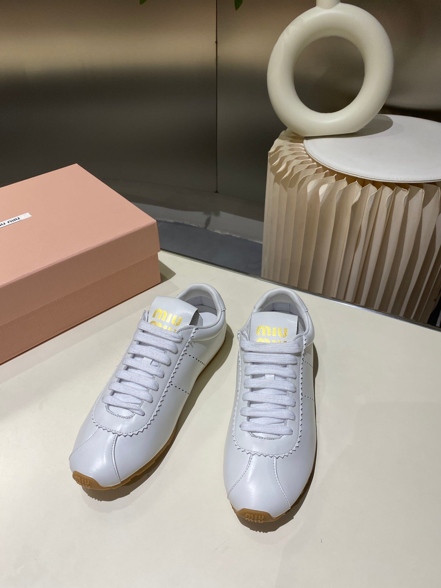 Miu Sneakers White Lambskin