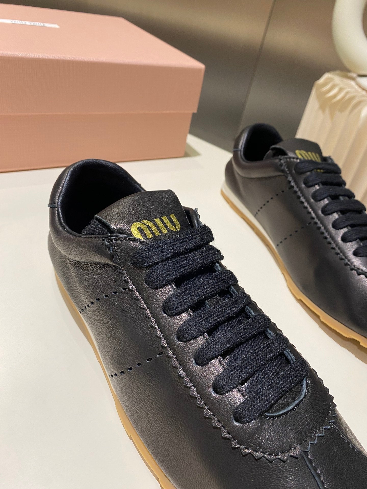 Miu Sneakers Black Lambskin