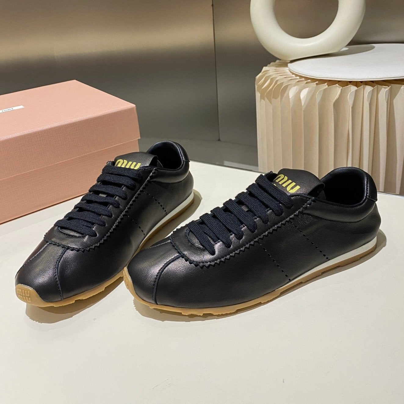 Miu Sneakers Black Lambskin