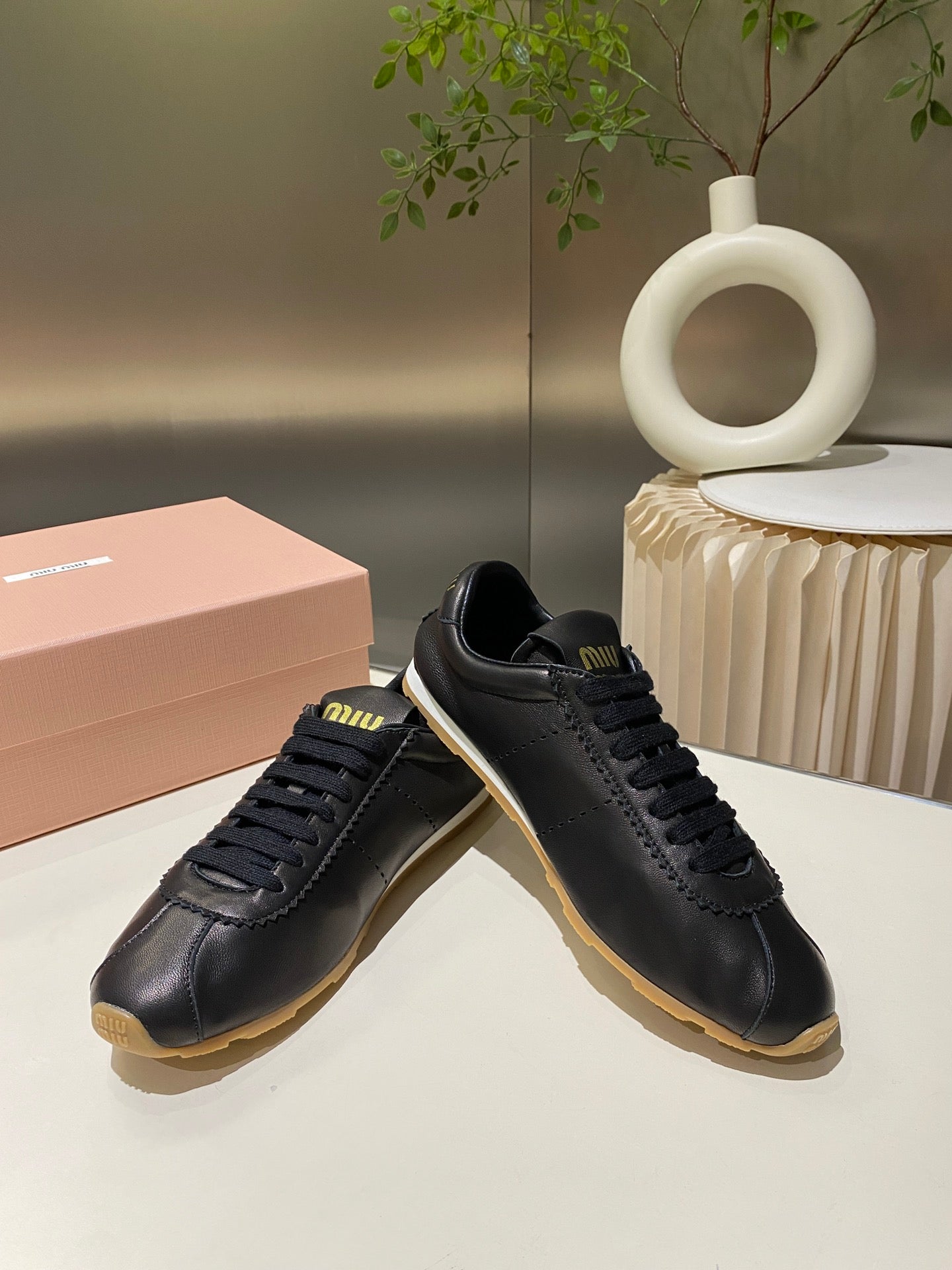 Miu Sneakers Black Lambskin