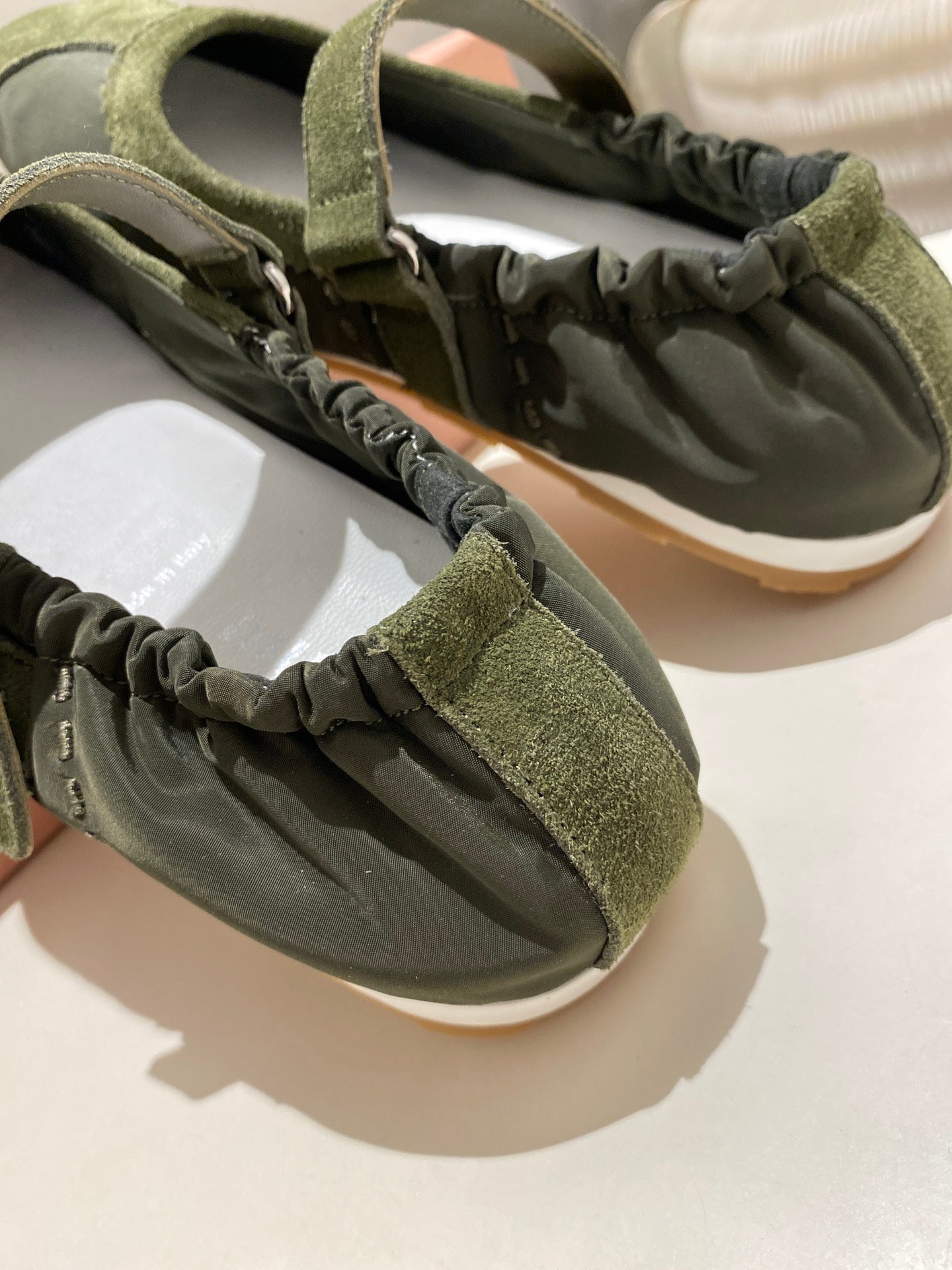 Miu Miu 2026 Ballet Flat Green Suede Fabric 618678