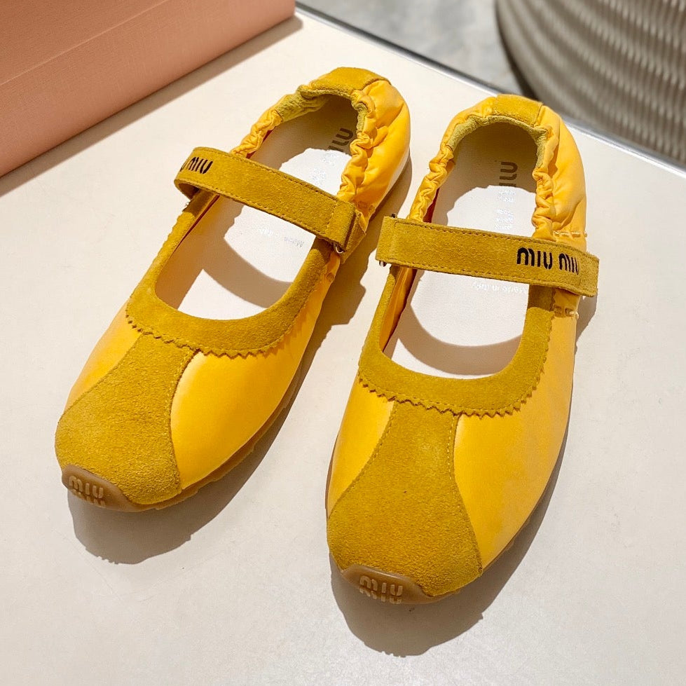 Miu Miu 2026 Ballet Flat Yellow Suede Fabric 618679