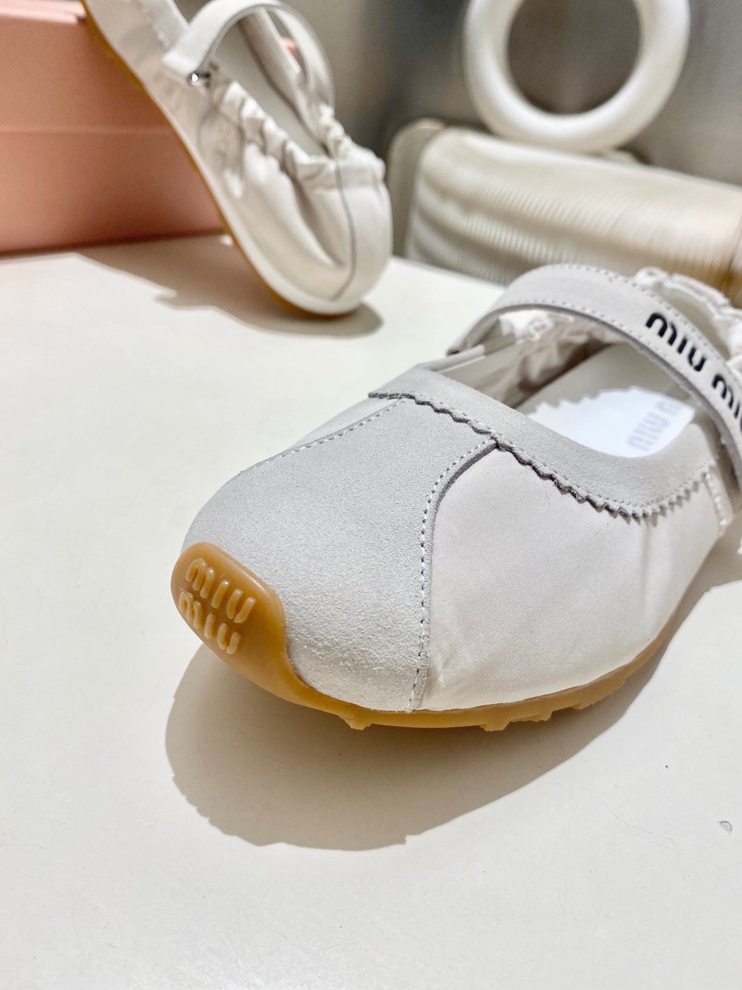 Miu Miu 2026 Ballet Flat White Suede Fabric 618680