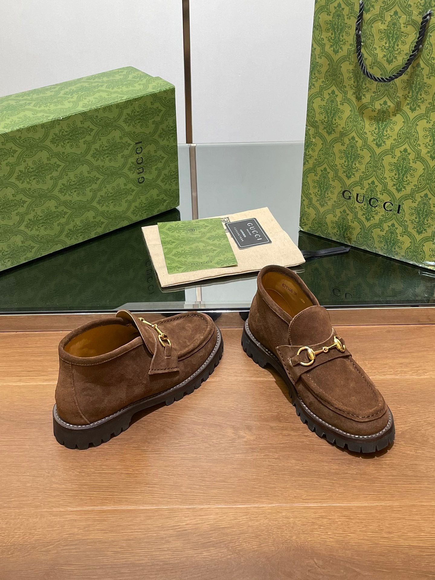 GG Ankle Boot With Horsebit 15 Dark Brown Suede