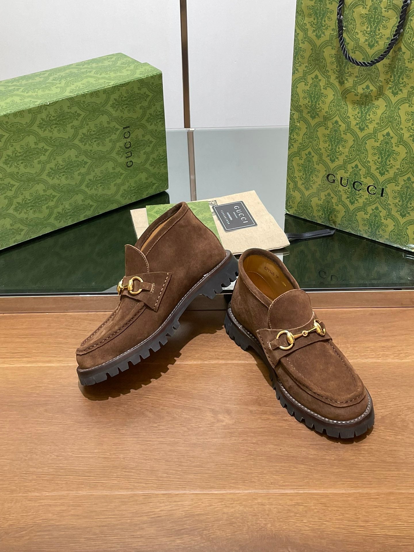 GG Ankle Boot With Horsebit 15 Dark Brown Suede