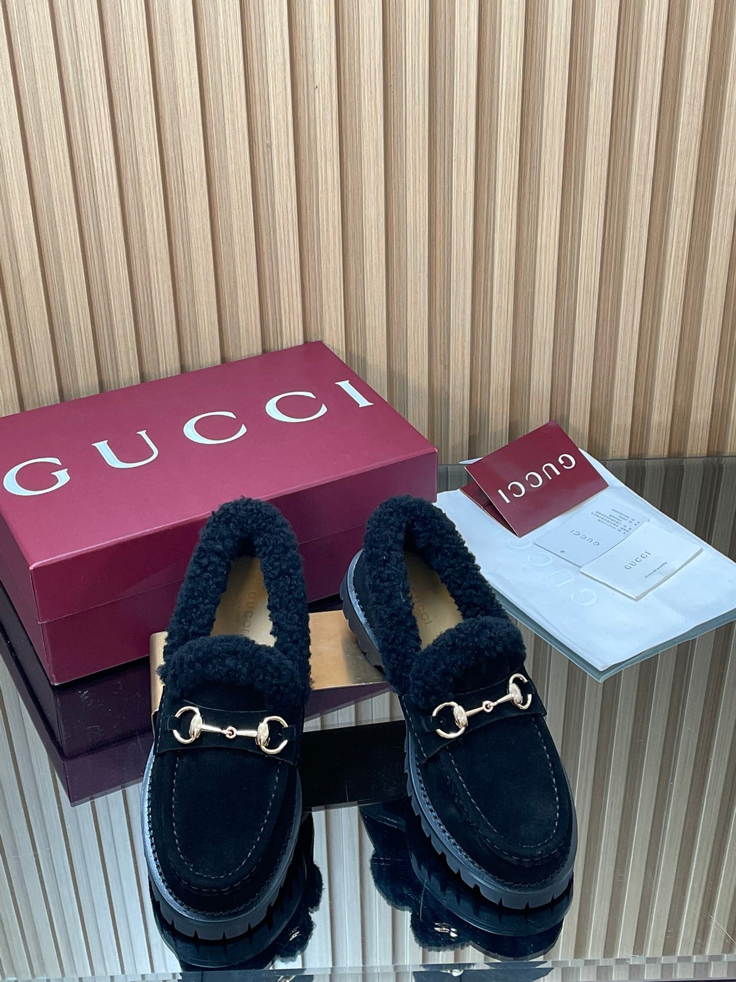 Gucci 2025 Horsebit Loafer Black Suede Wool 563043