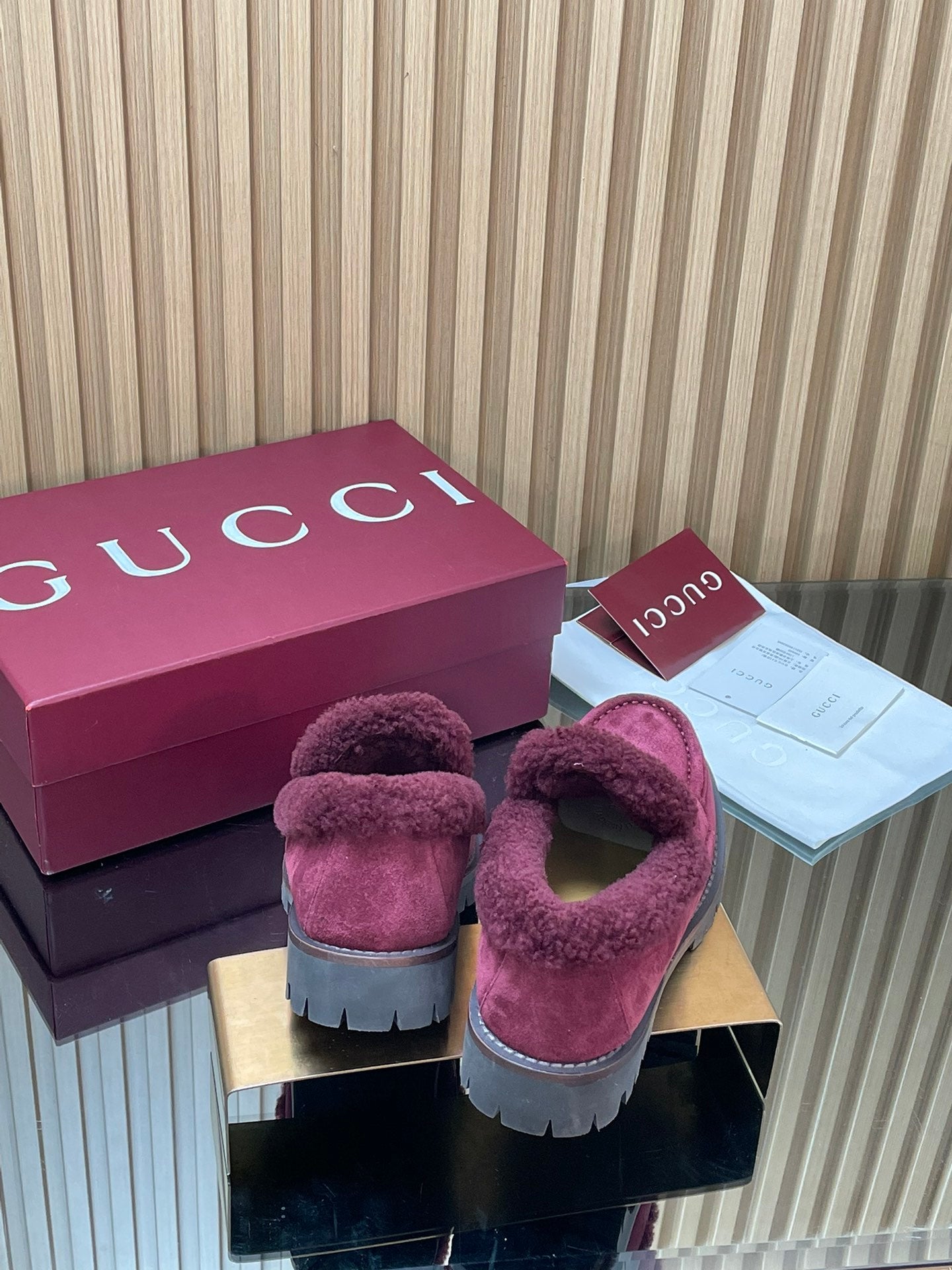 Gucci 2025 Horsebit Loafer Red Suede Wool 563046