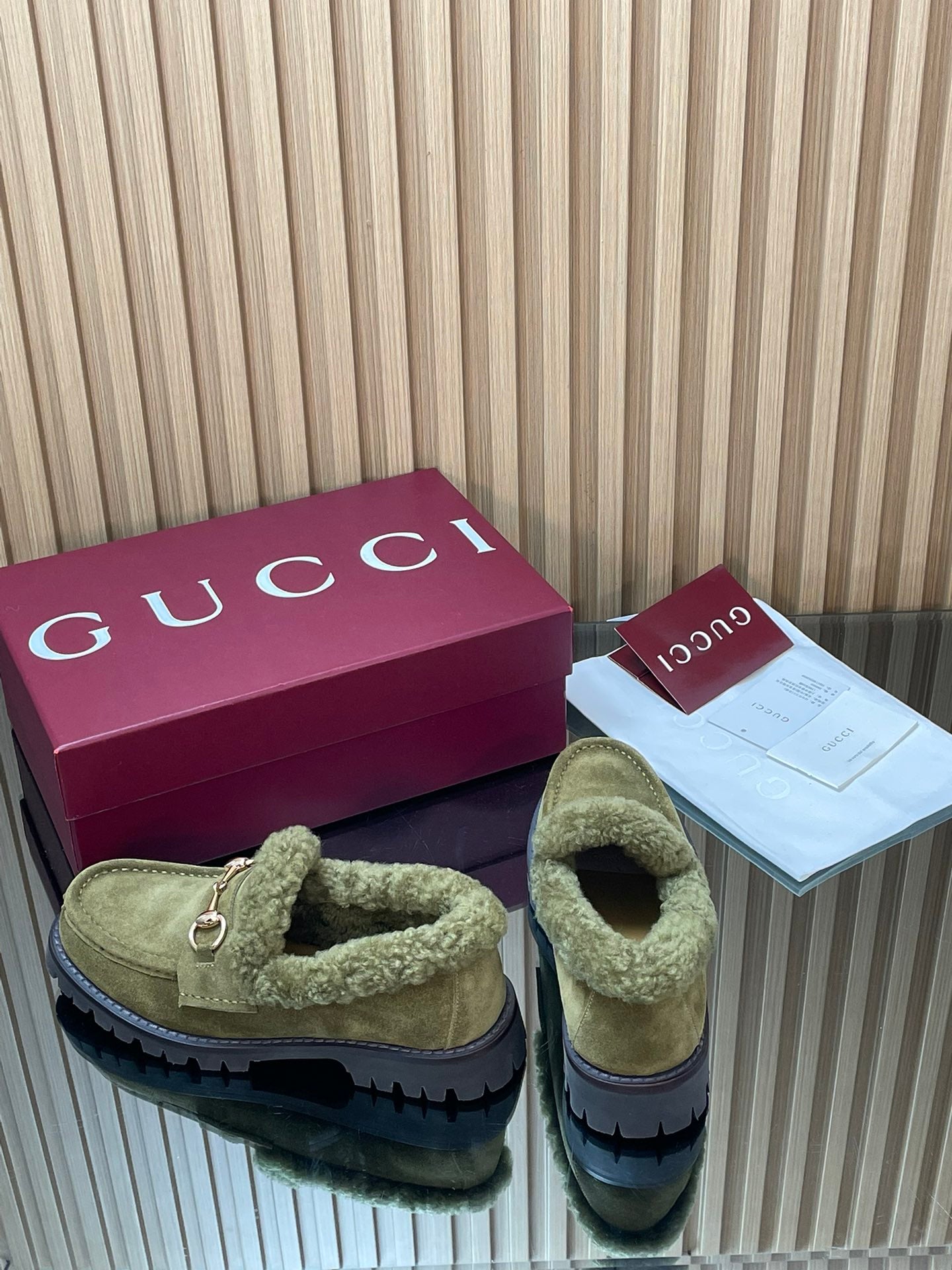 Gucci 2025 Horsebit Loafer Green Suede Wool 563047