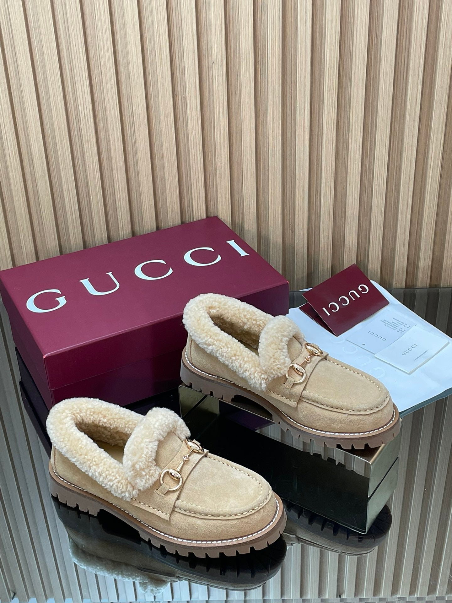 Gucci 2025 Horsebit Loafer Beige Suede Wool 563048