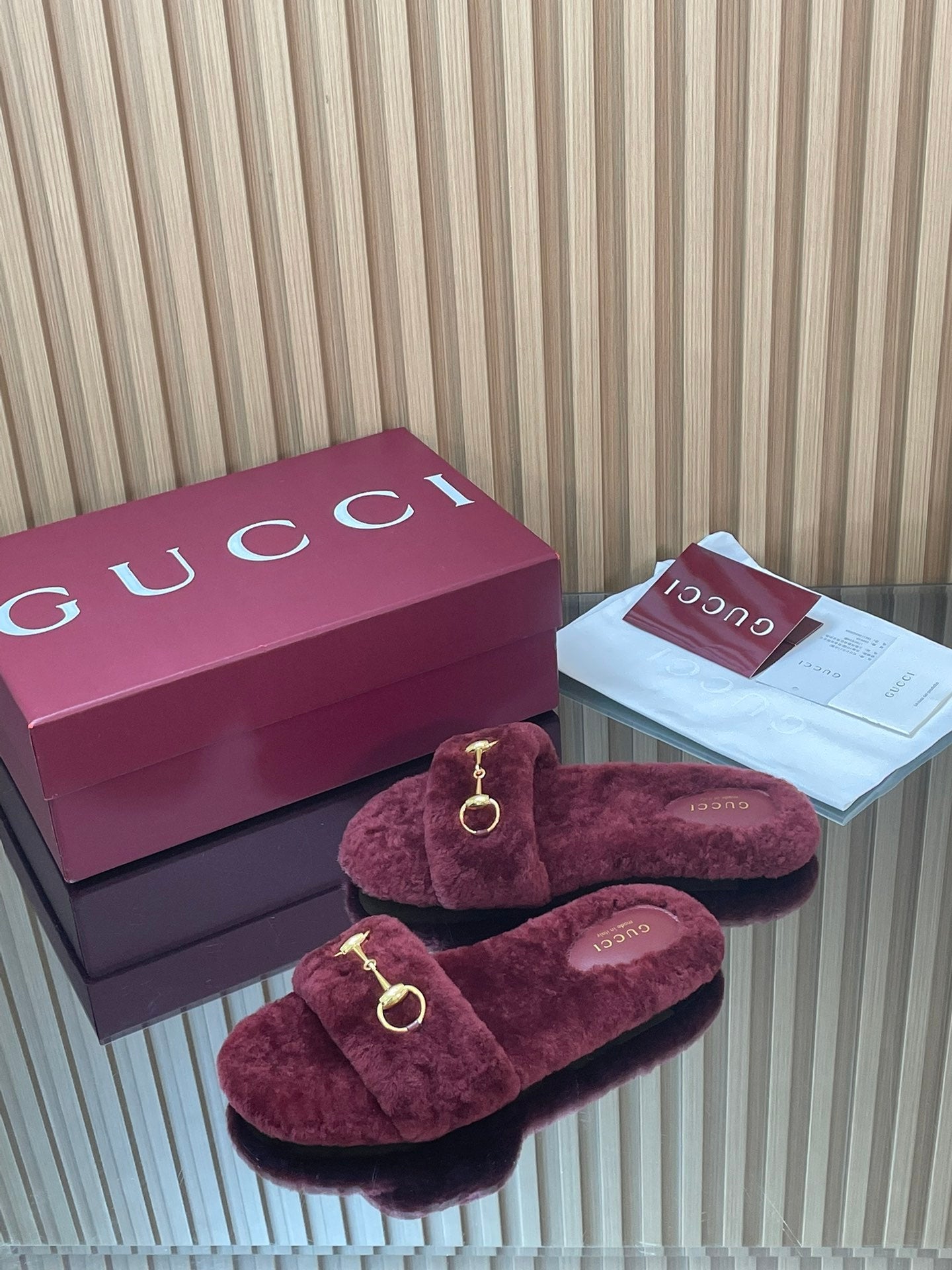 Gucci 2025 Horsebit Slipper Red Wool 562870