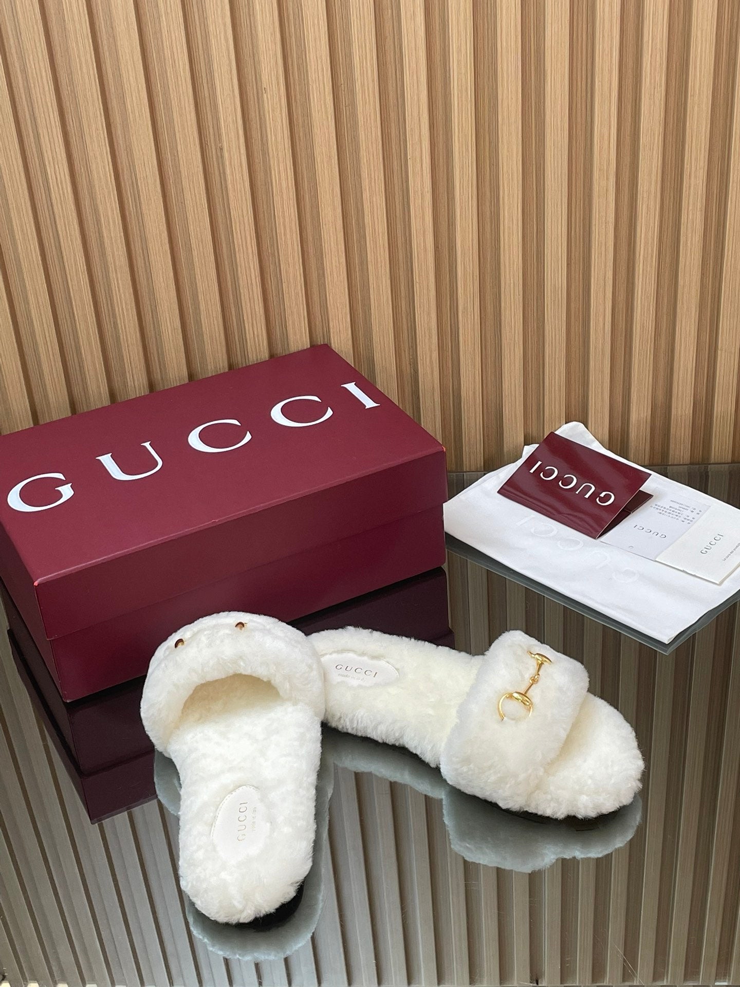 Gucci 2025 Horsebit Slipper White Wool 562872