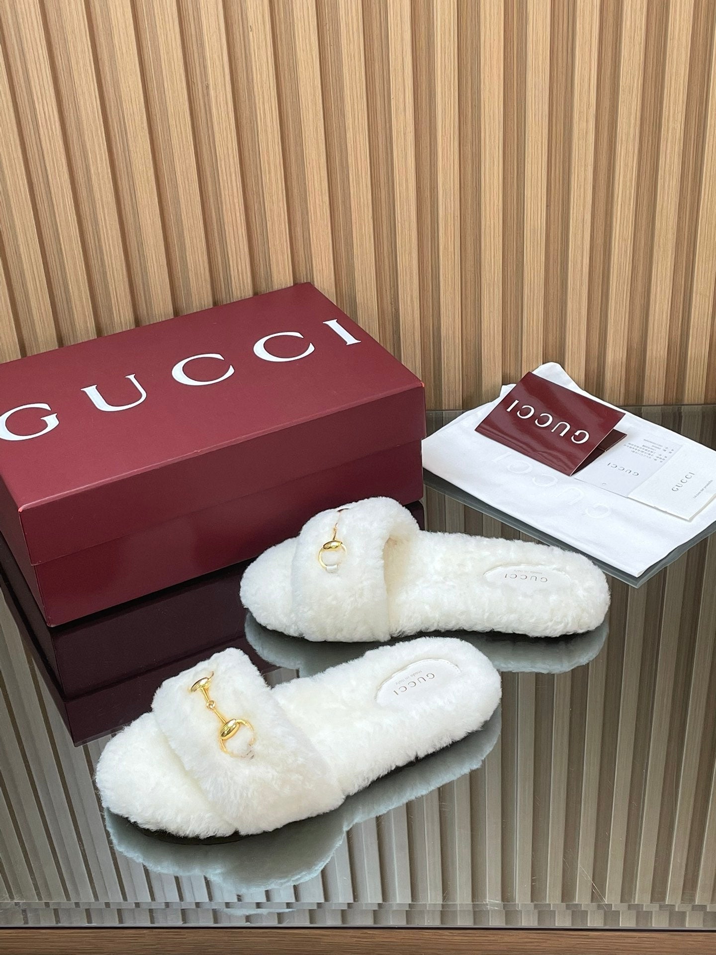 Gucci 2025 Horsebit Slipper White Wool 562872