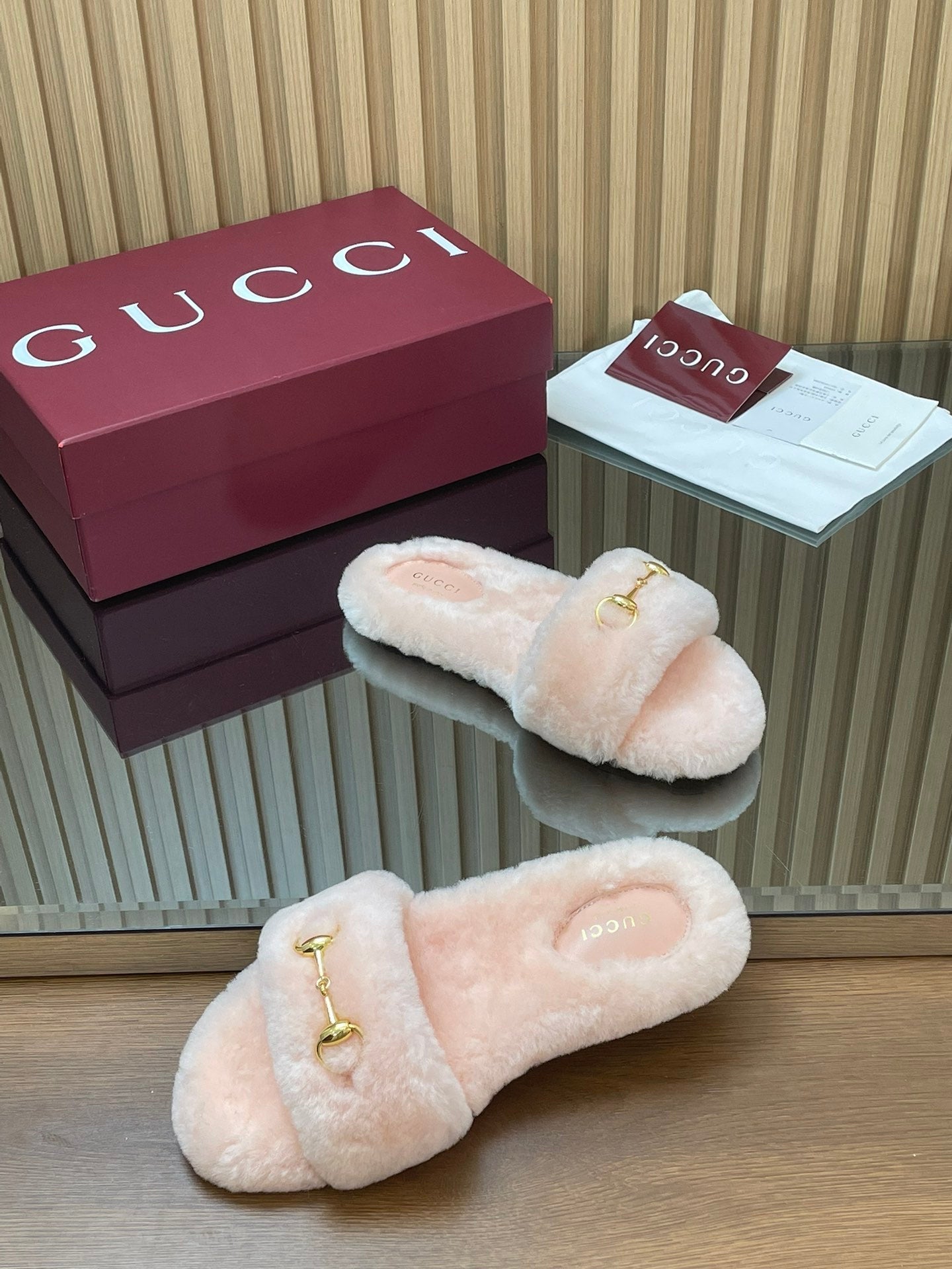 Gucci 2025 Horsebit Slipper Light Pink Wool 562873