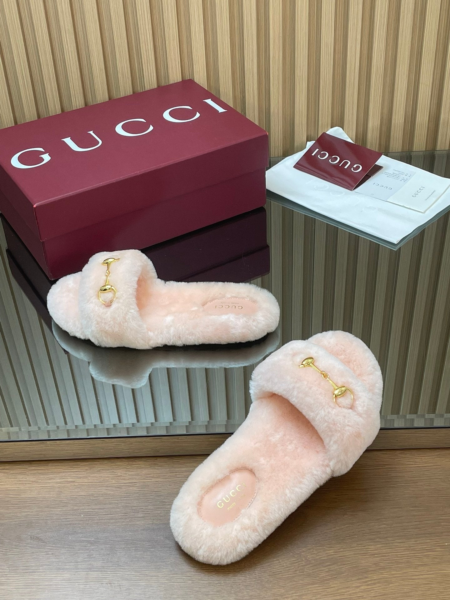 Gucci 2025 Horsebit Slipper Light Pink Wool 562873