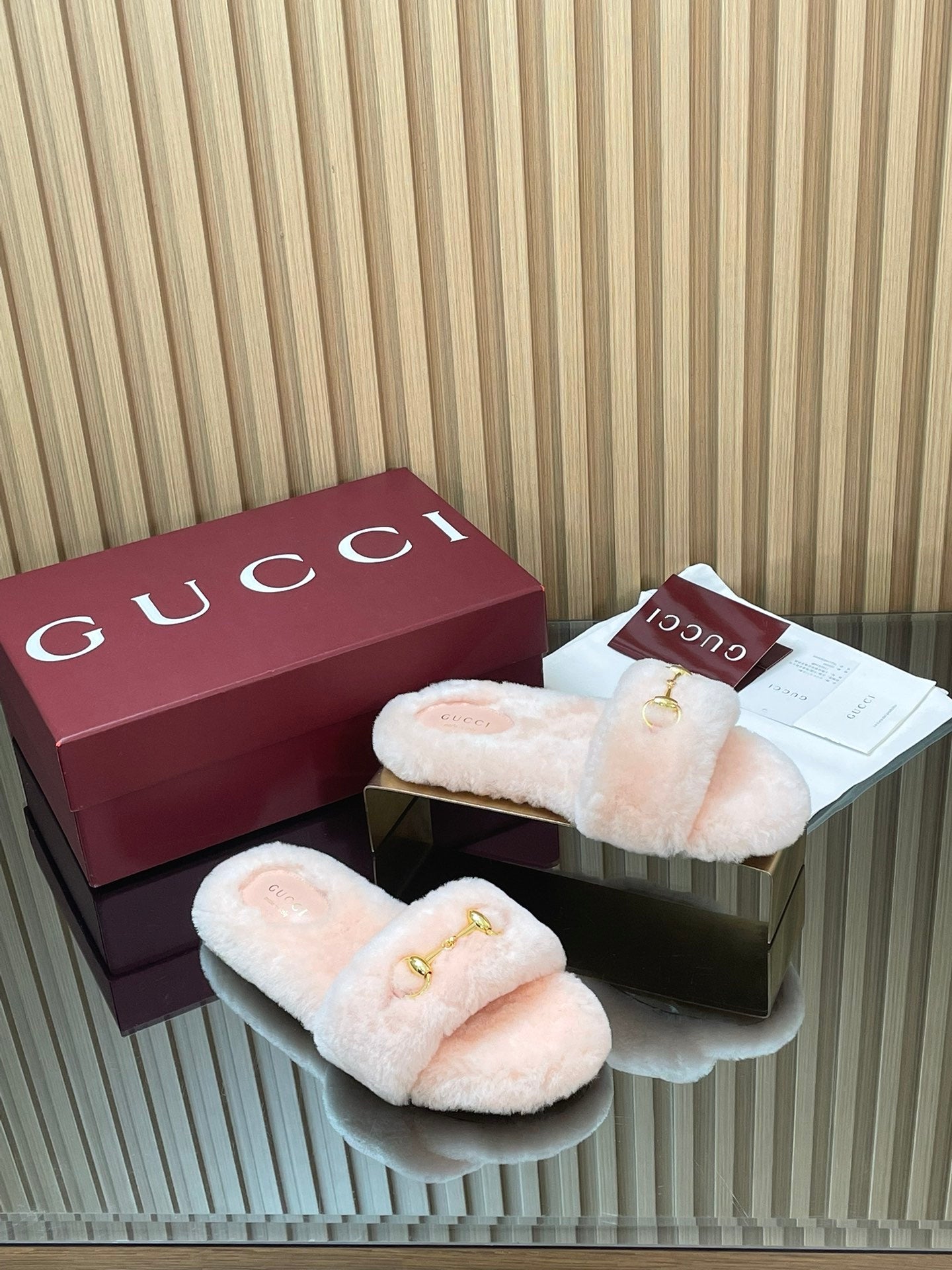 Gucci 2025 Horsebit Slipper Light Pink Wool 562873