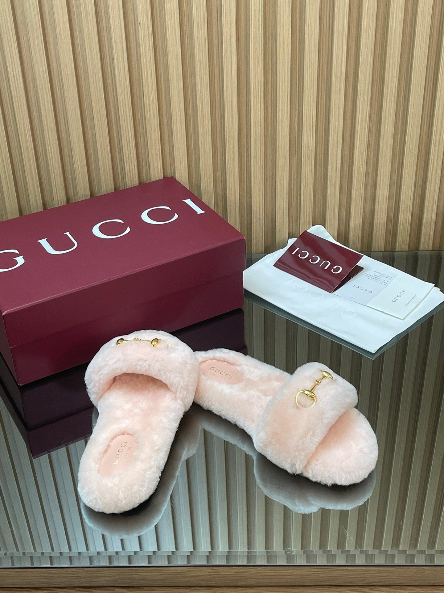Gucci 2025 Horsebit Slipper Light Pink Wool 562873