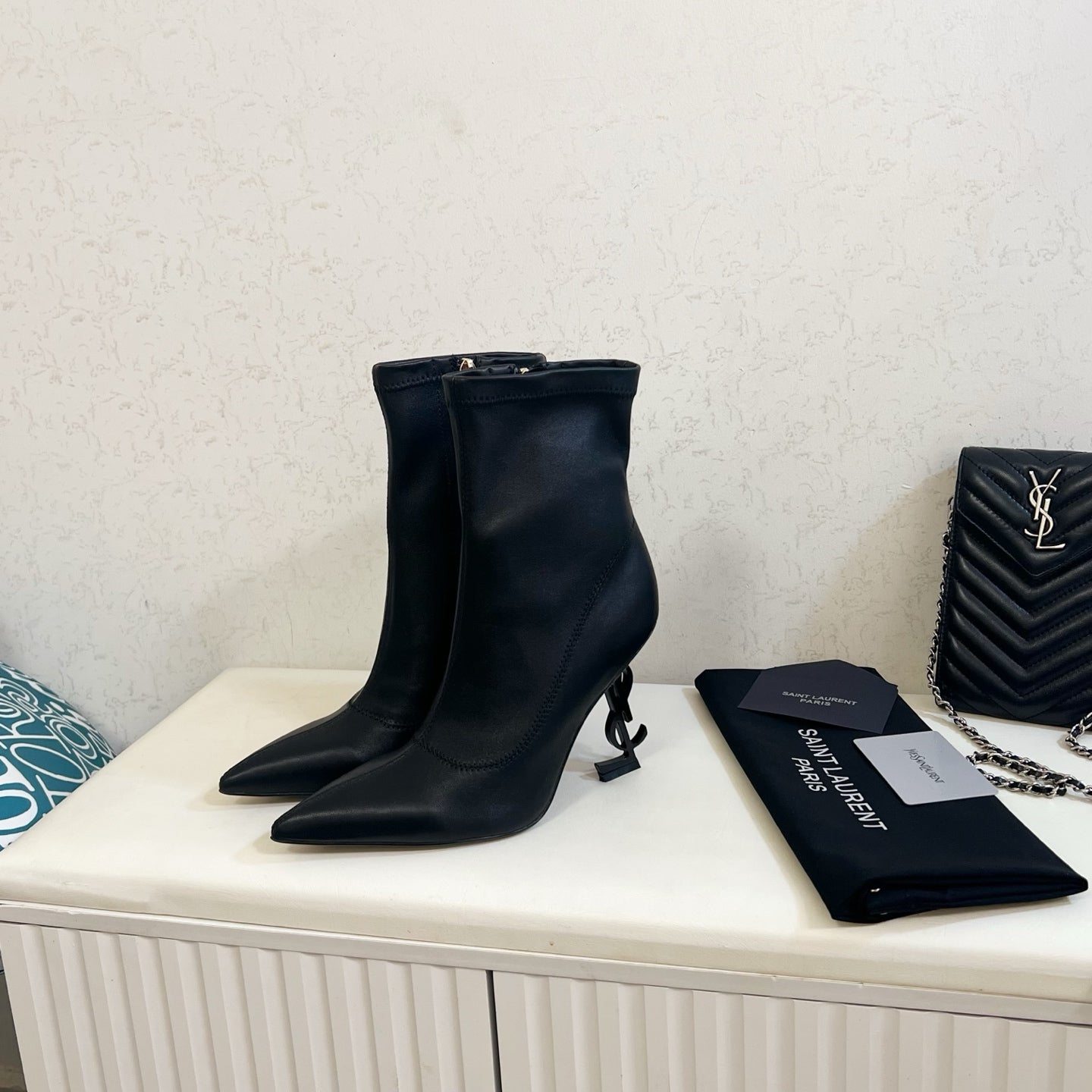 YSL 2025 Opyum 110mm Heel Ankle Boot Black Leather 575011