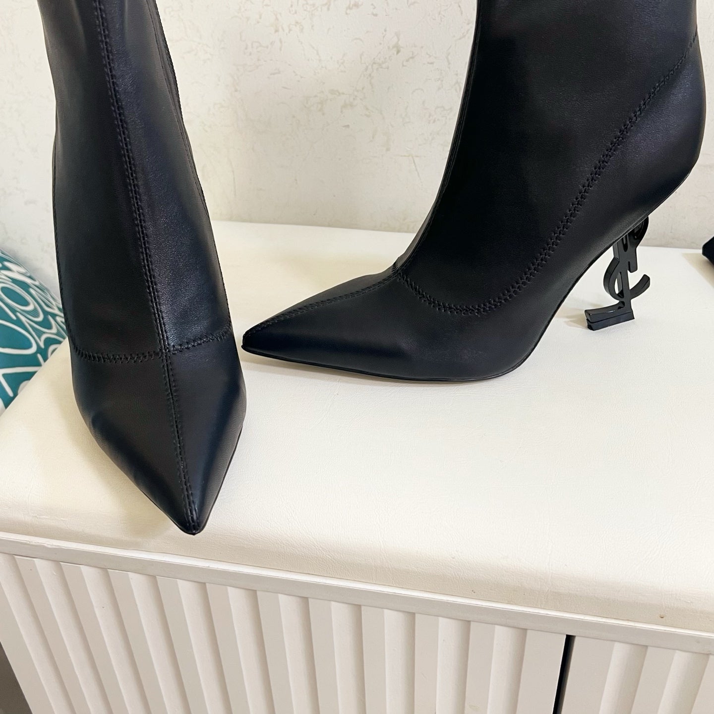 YSL 2025 Opyum 110mm Heel Ankle Boot Black Leather 575011