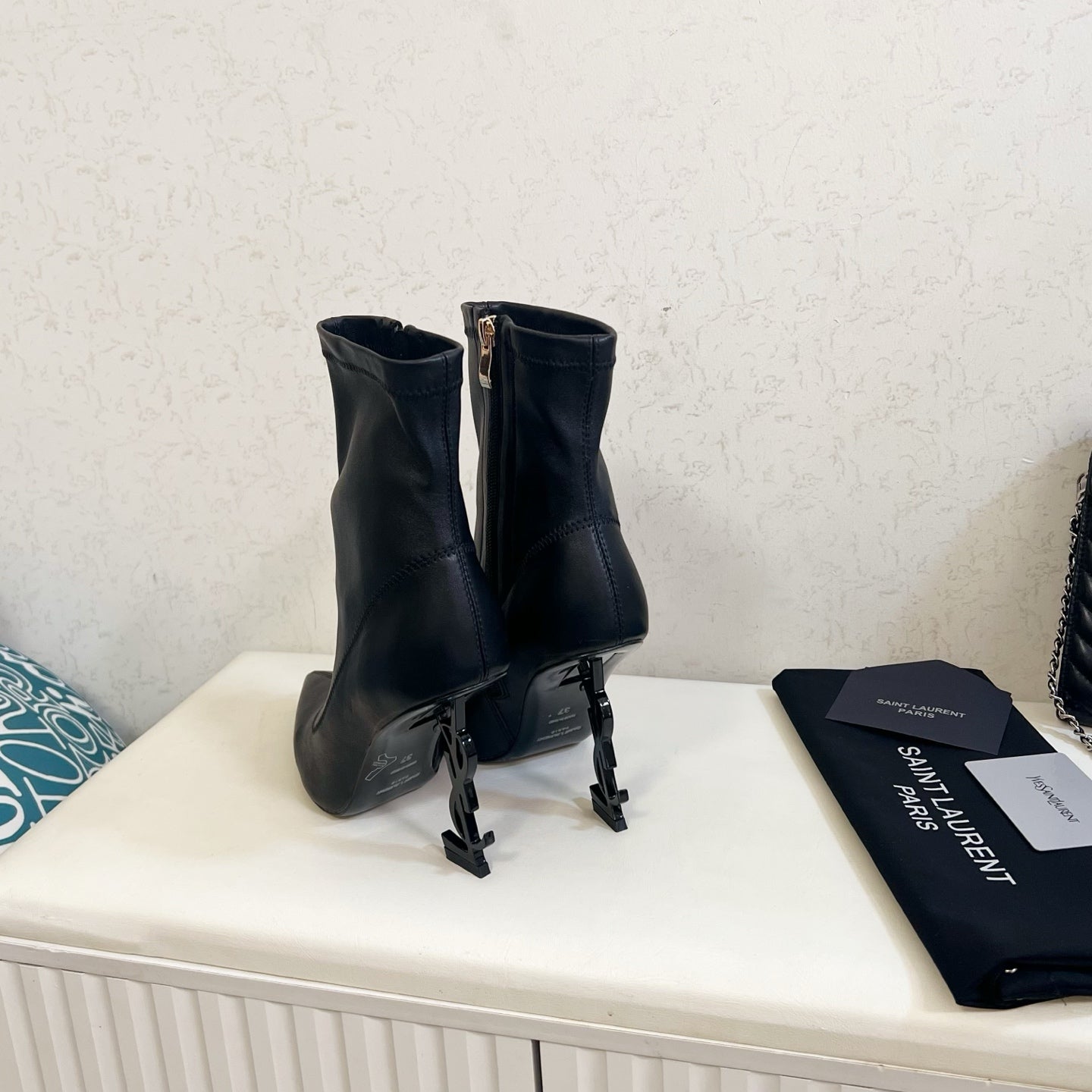 YSL 2025 Opyum 110mm Heel Ankle Boot Black Leather 575011