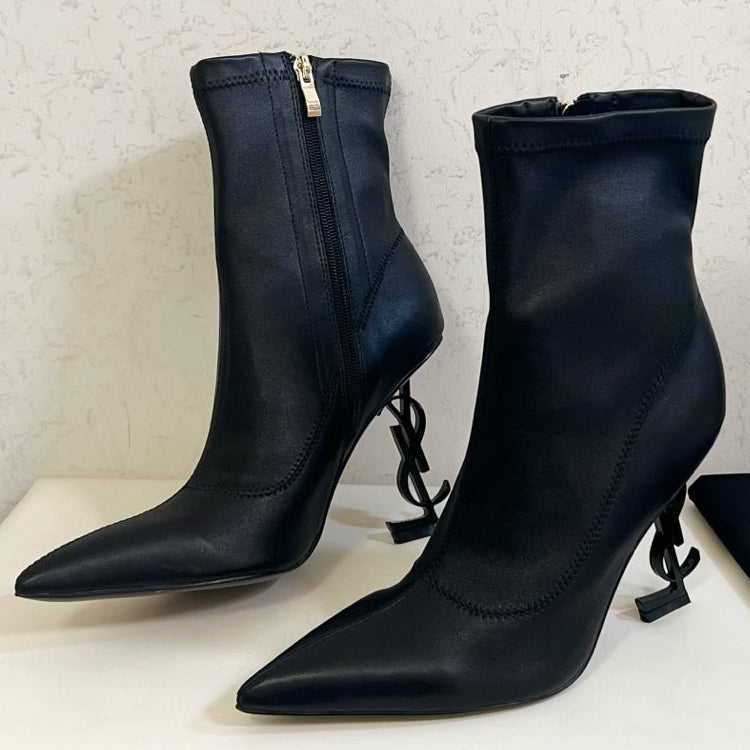 YSL 2025 Opyum 110mm Heel Ankle Boot Black Leather 575011